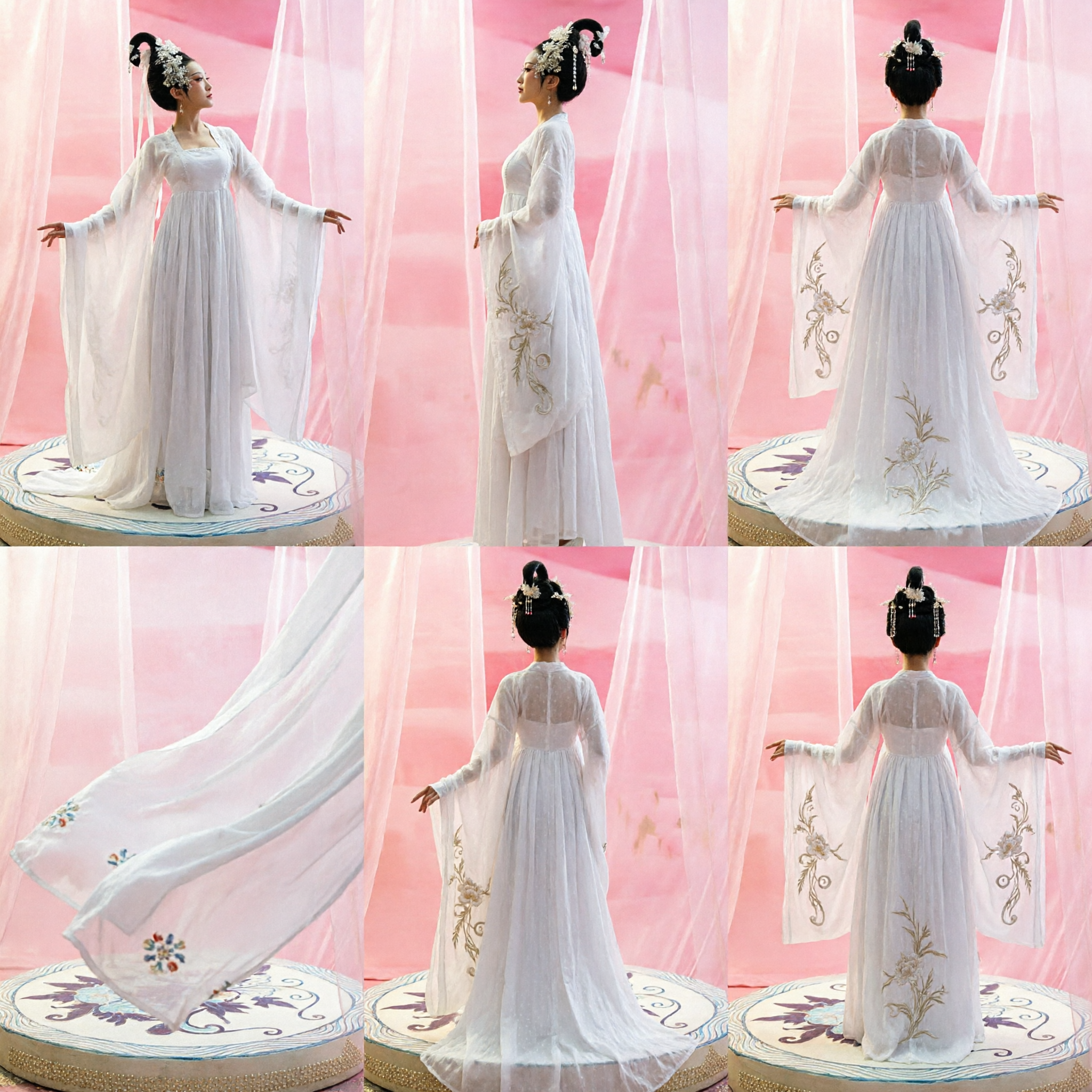 Women's White Hanfu Traditional Chinese Ancient Fairy Costume for Stage Dance Performance and Cosplay