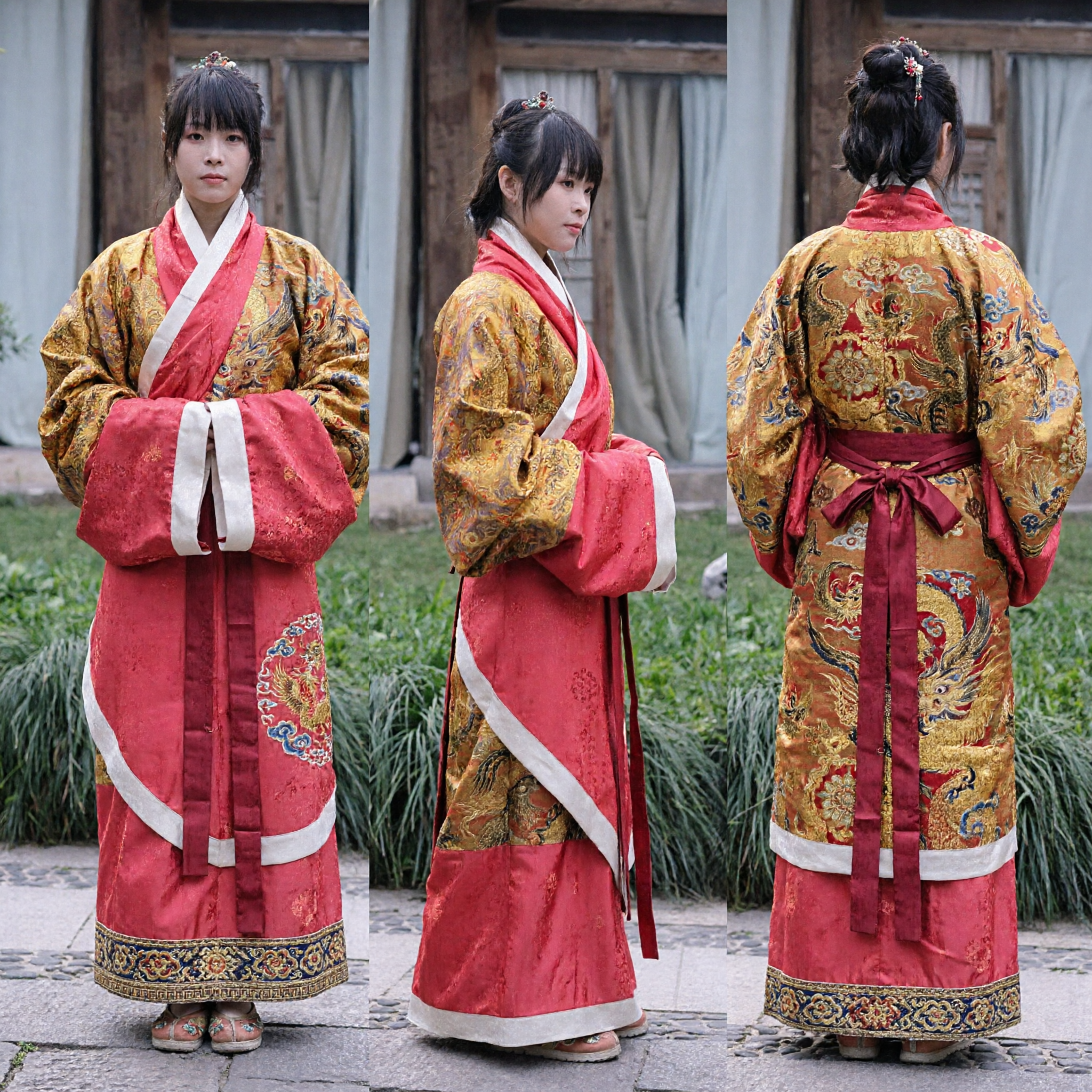 Elegant Red and Gold Traditional Chinese Hanfu Ancient Costume for Women Historical Cosplay Dress