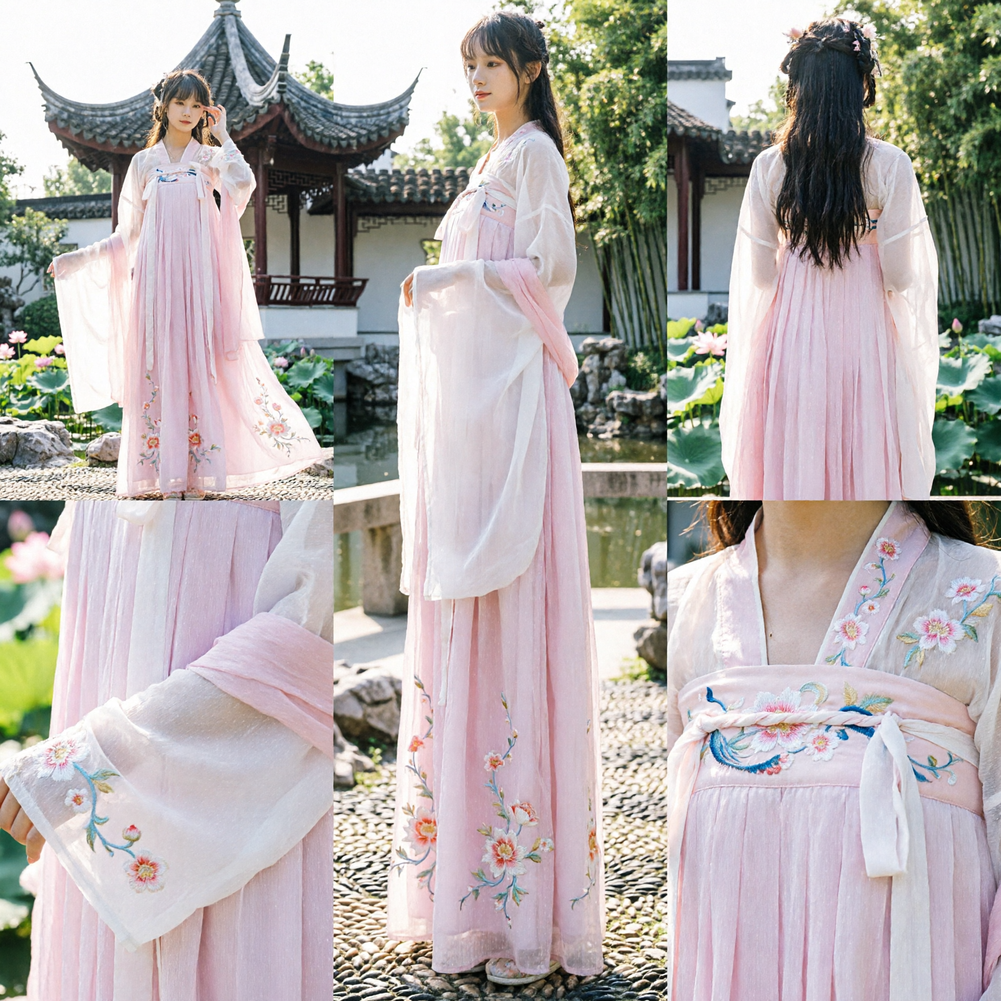 Ancient Chinese Hanfu Pink Fairy Dress with Butterfly Wings Embroidered Traditional Costume for Women Performance
