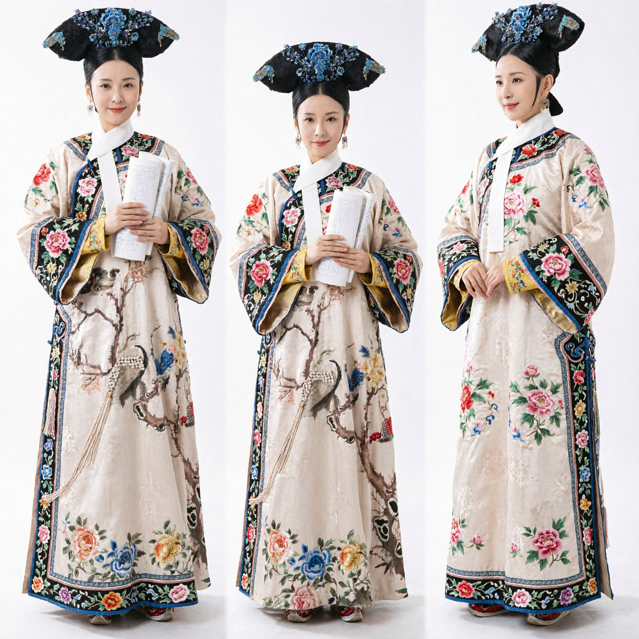 Imperial Qing Dynasty Manchu Princess Costume Traditional Chinese Embroidery Robe for Women Cosplay Performance