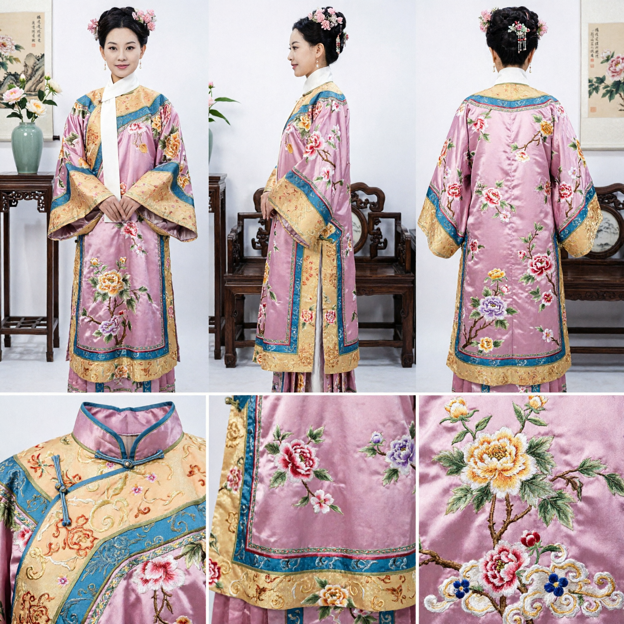 Women's Qing Dynasty Manchu Princess Costume Traditional Chinese Ancient Palace Dress for Cosplay and Performance
