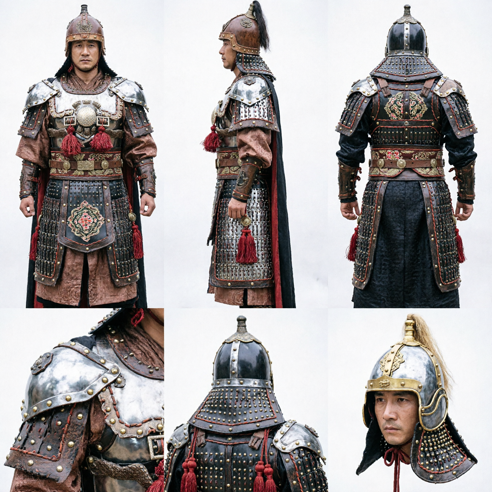 Men's Ancient Chinese General Armor Costume Traditional Three Kingdoms Warrior Outfit with Helmet for Cosplay