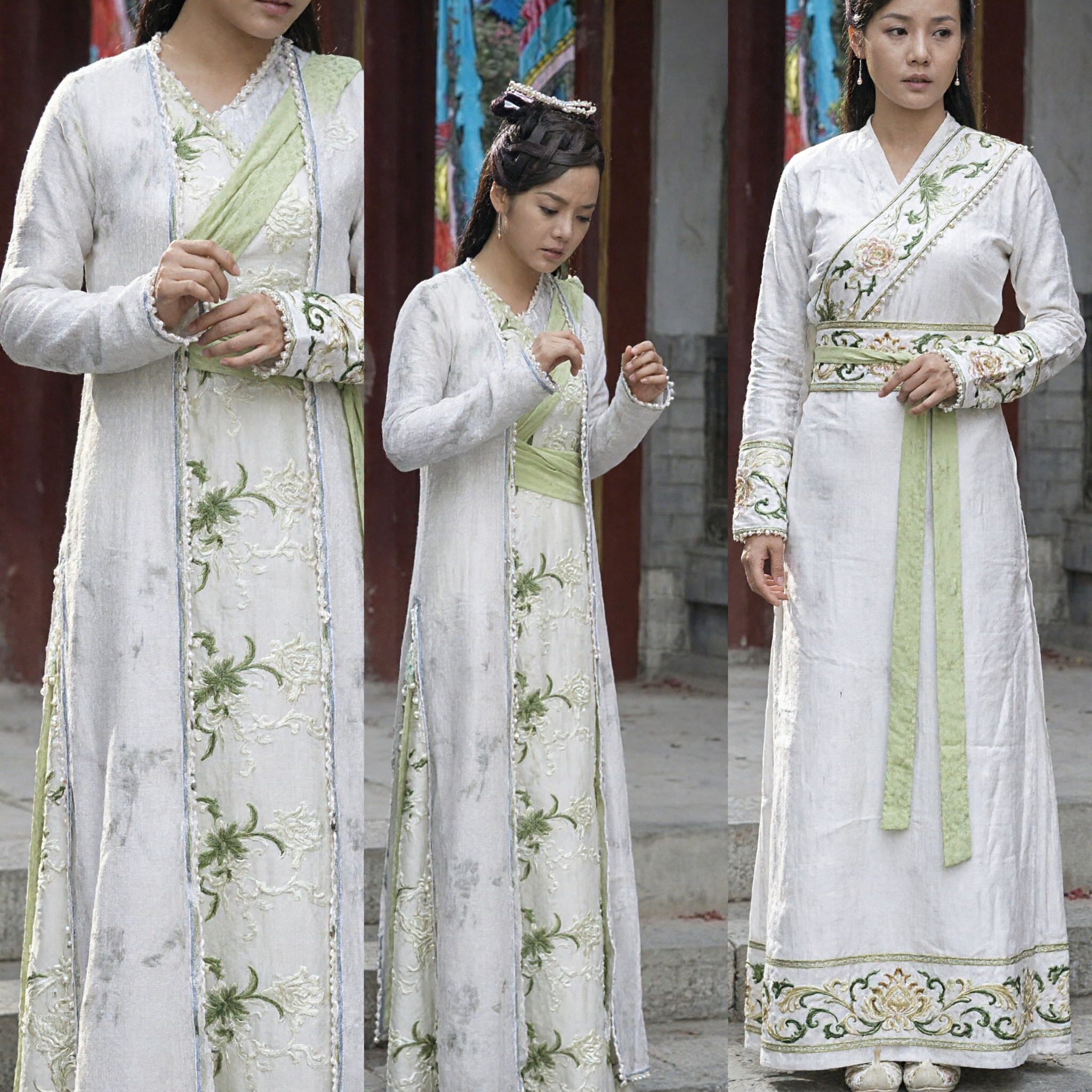 Elegant Ancient Chinese Hanfu White Embroidered Robe Fairy Costume for Women Historical Drama Cosplay