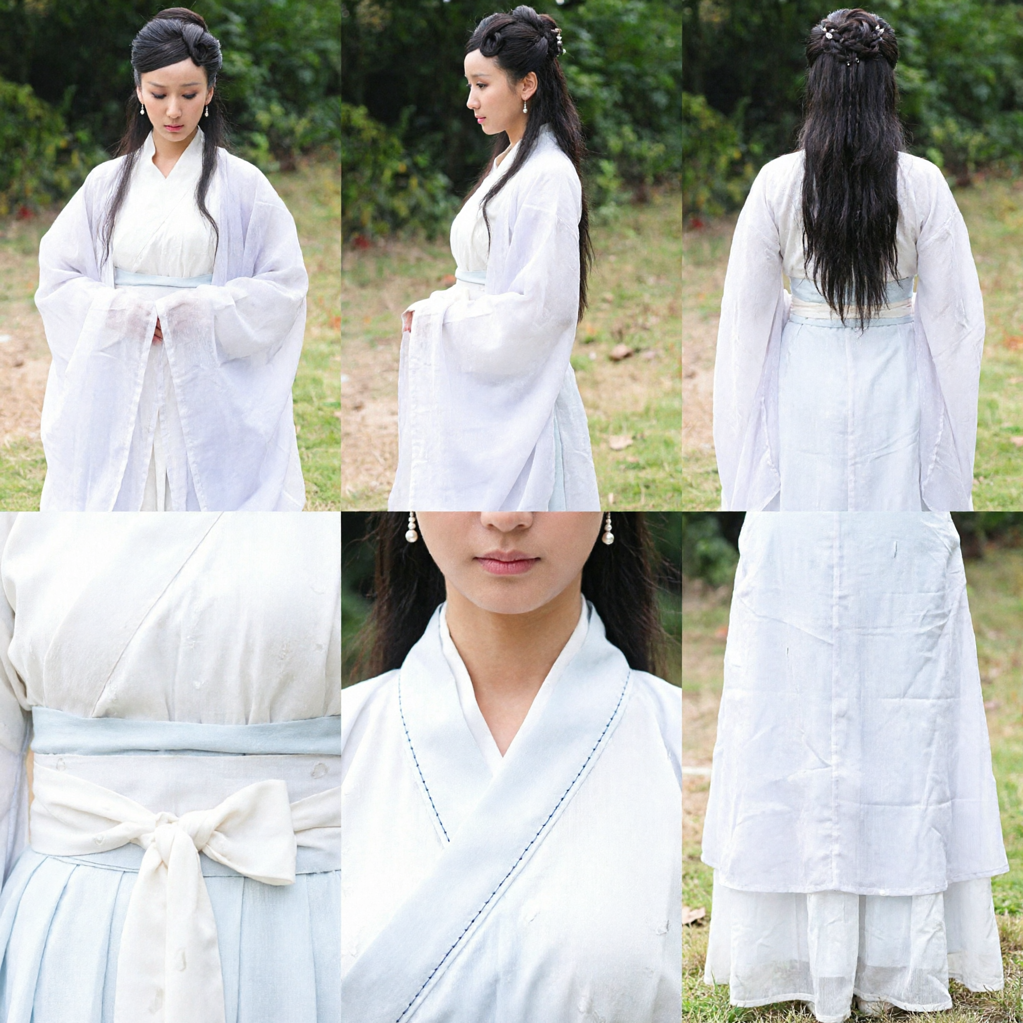 White Ancient Chinese Hanfu Costume Traditional Fairy Dress for Women Cosplay Historical Drama Performance