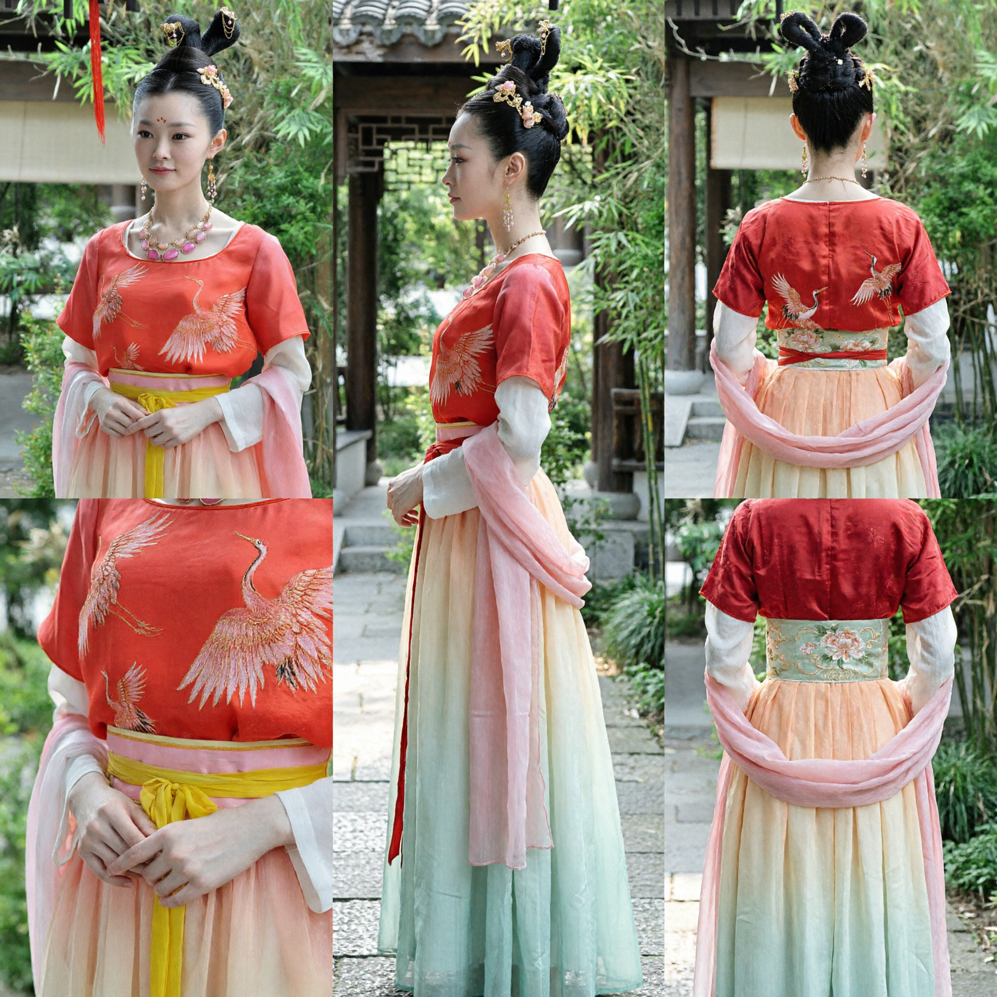 Traditional Chinese Tang Dynasty Palace Lady Hanfu Dress Ancient Crane Embroidery Costume for Women Festival Cosplay
