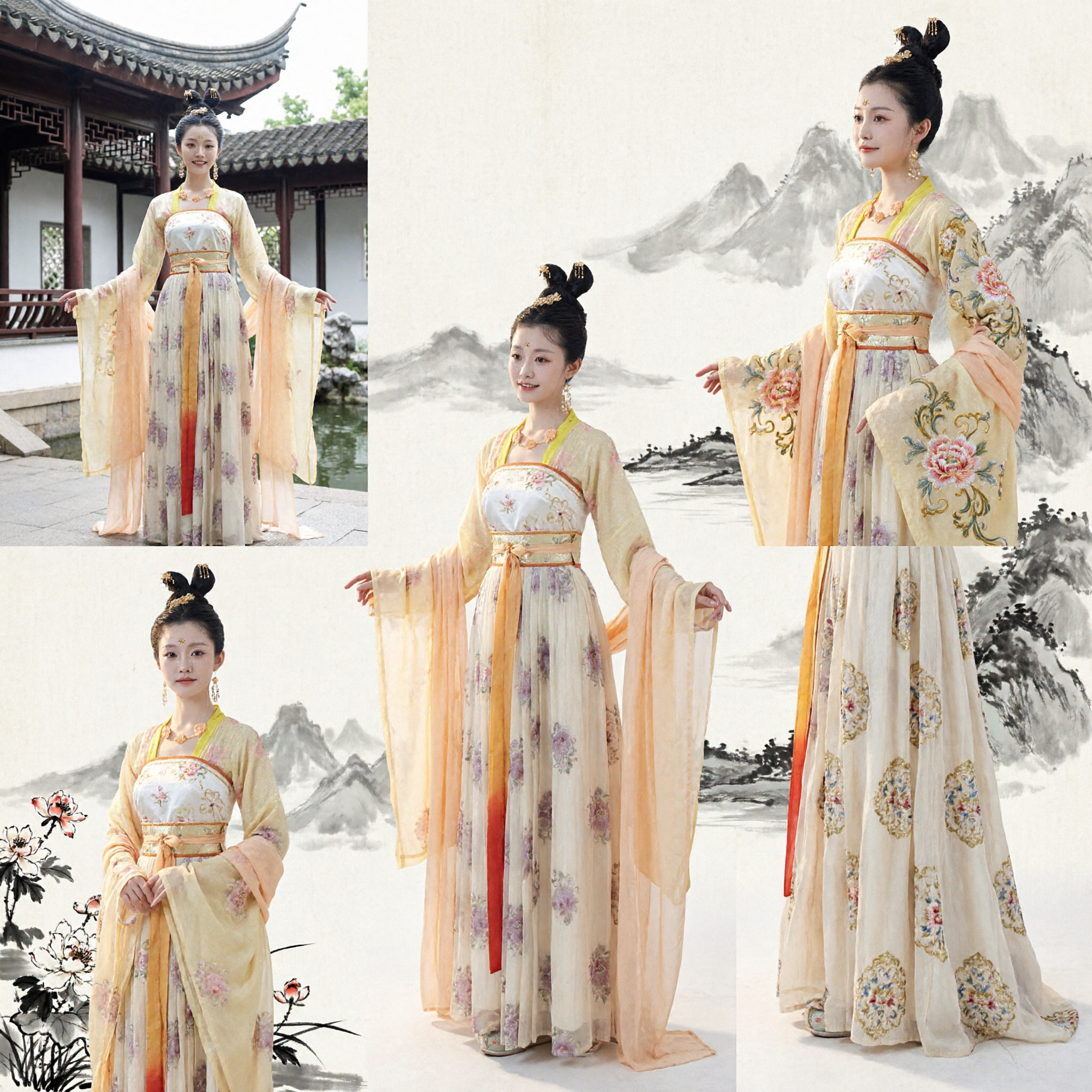 Traditional Chinese Hanfu Costume Tang Dynasty Fairy Dress Ancient Palace Lady Outfit for Dance Performance