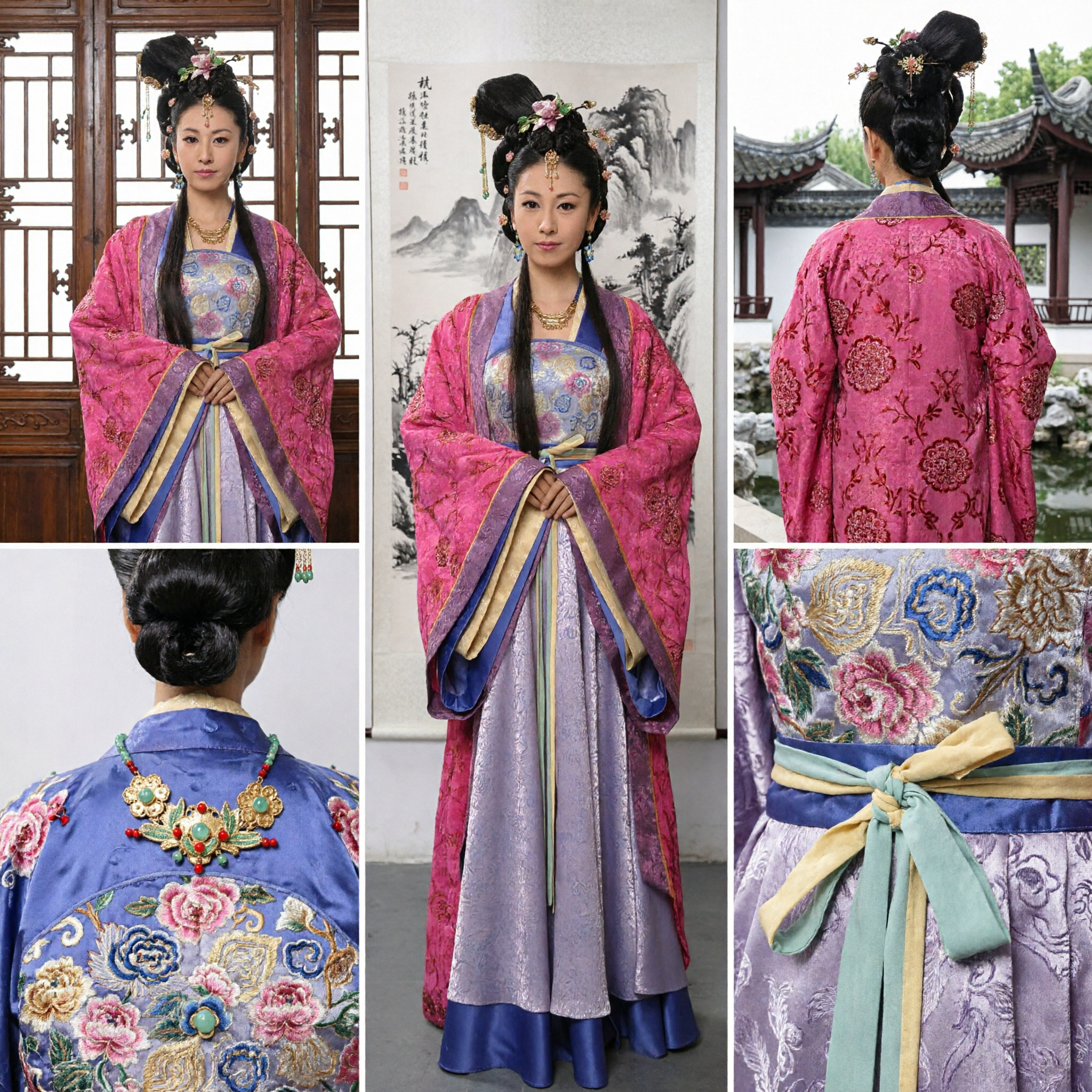 Traditional Chinese Ancient Princess Hanfu Costume Pink Embroidered Robe for Women Cosplay Stage Performance