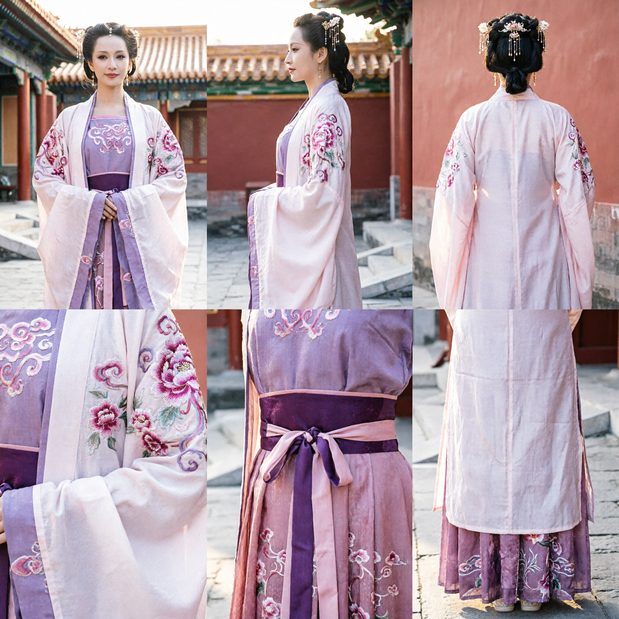 Traditional Chinese Hanfu Costume Ancient Princess Dress White Purple Embroidery Tang Dynasty Palace Lady Clothing for Women