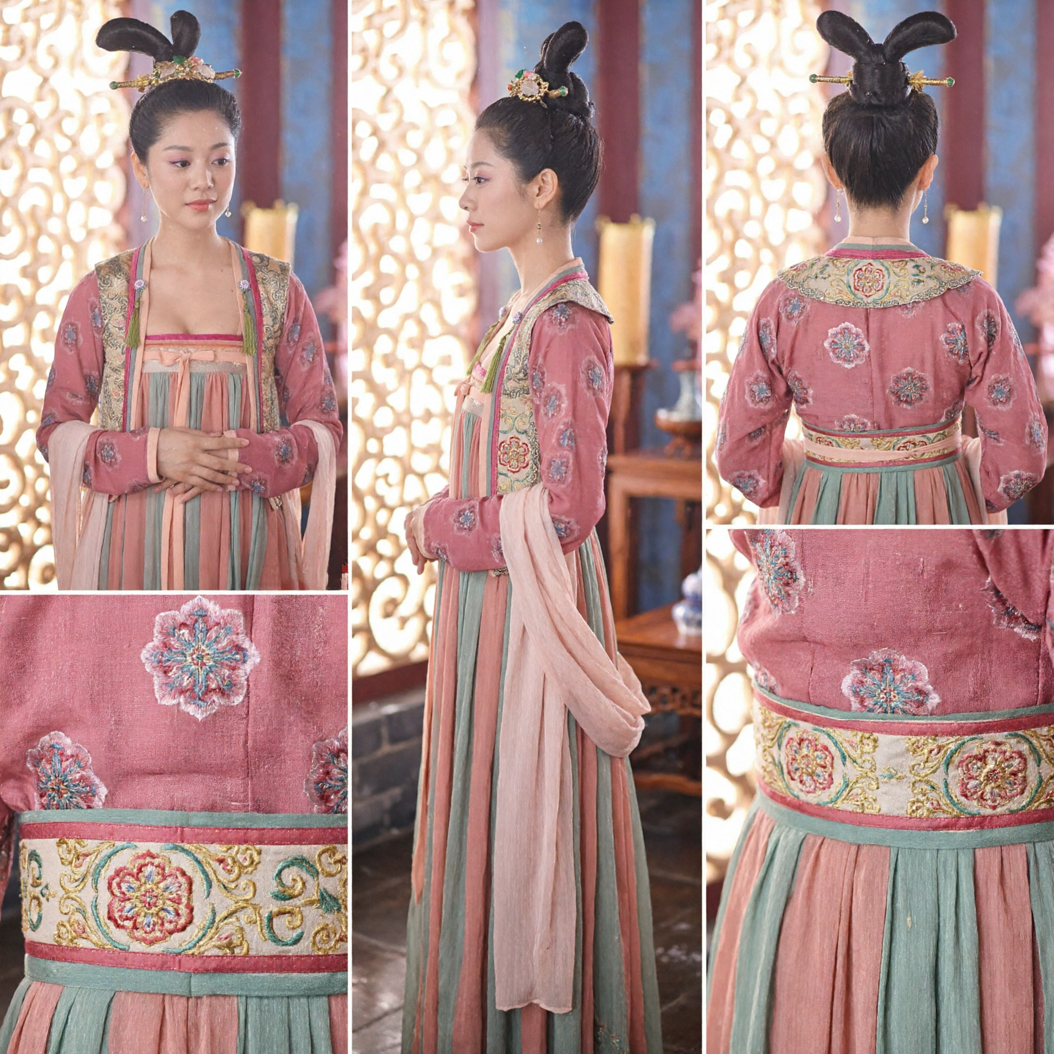 Ancient Chinese Tang Dynasty Princess Costume Pink Hanfu Traditional Palace Lady Dress for Women Cosplay