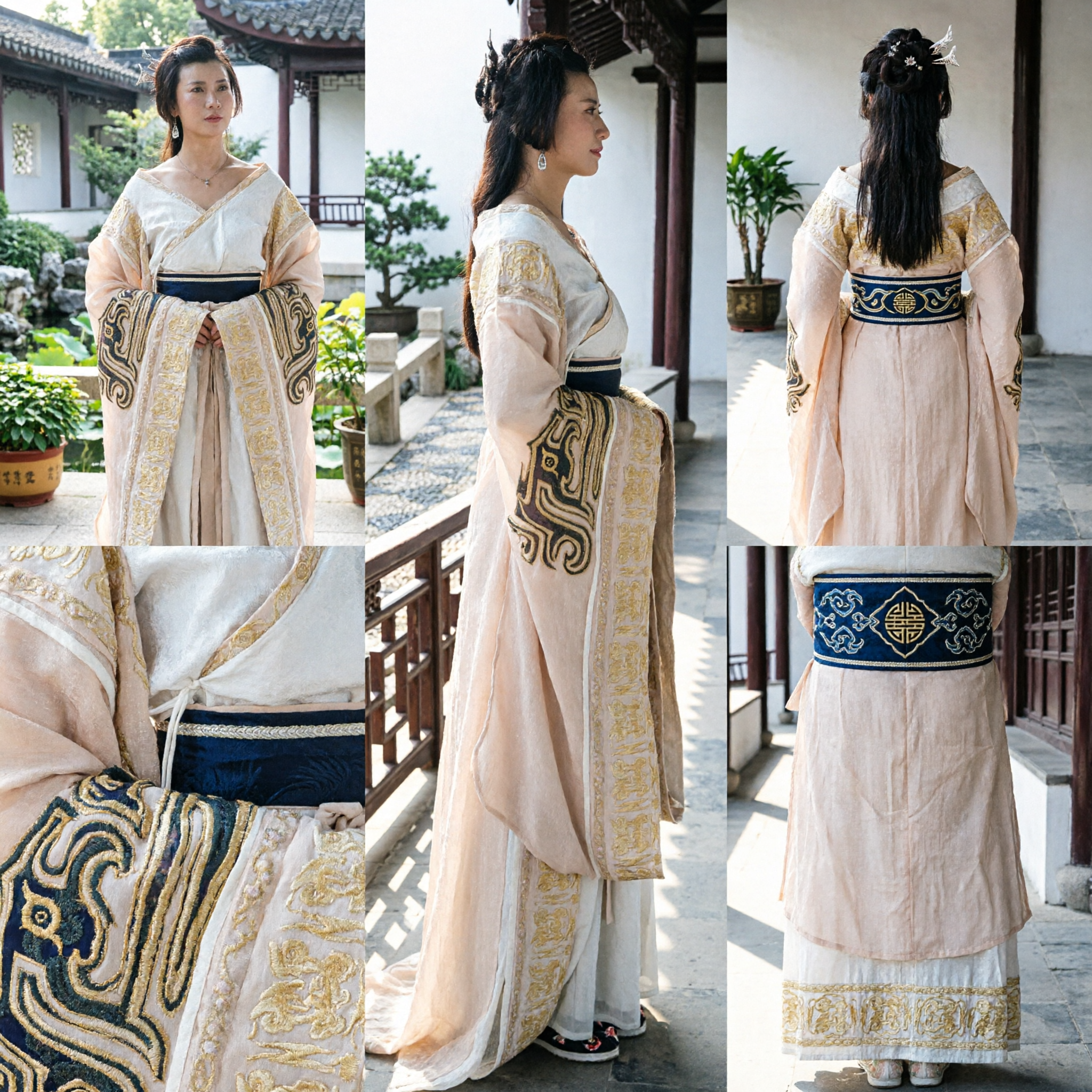 Ancient Chinese Hanfu Costume Traditional Qin Dynasty Princess Dress with Gold Embroidery for Women Cosplay