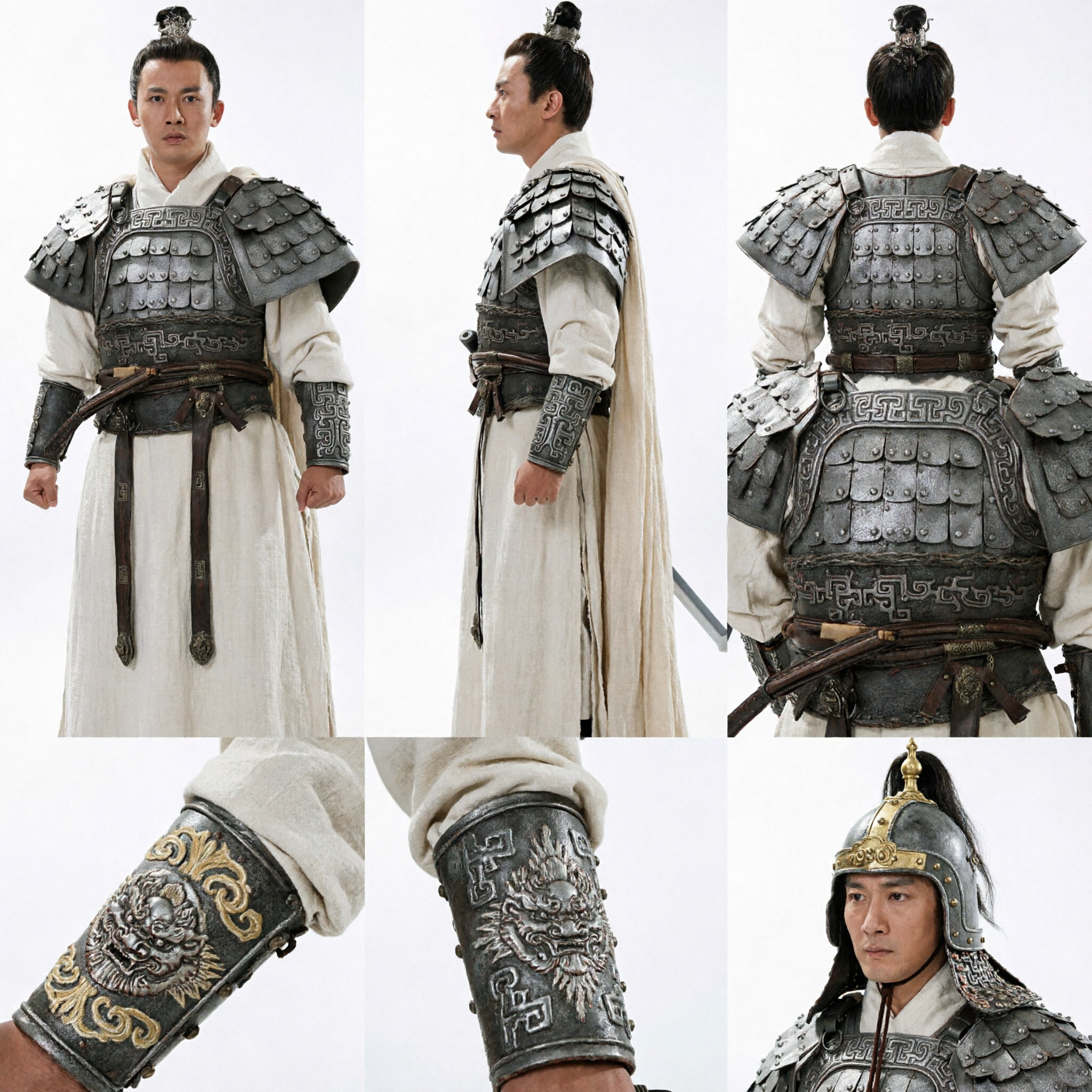 Ancient Chinese General Armor Costume Men Traditional Warring States Warrior Hanfu Cosplay Complete Set