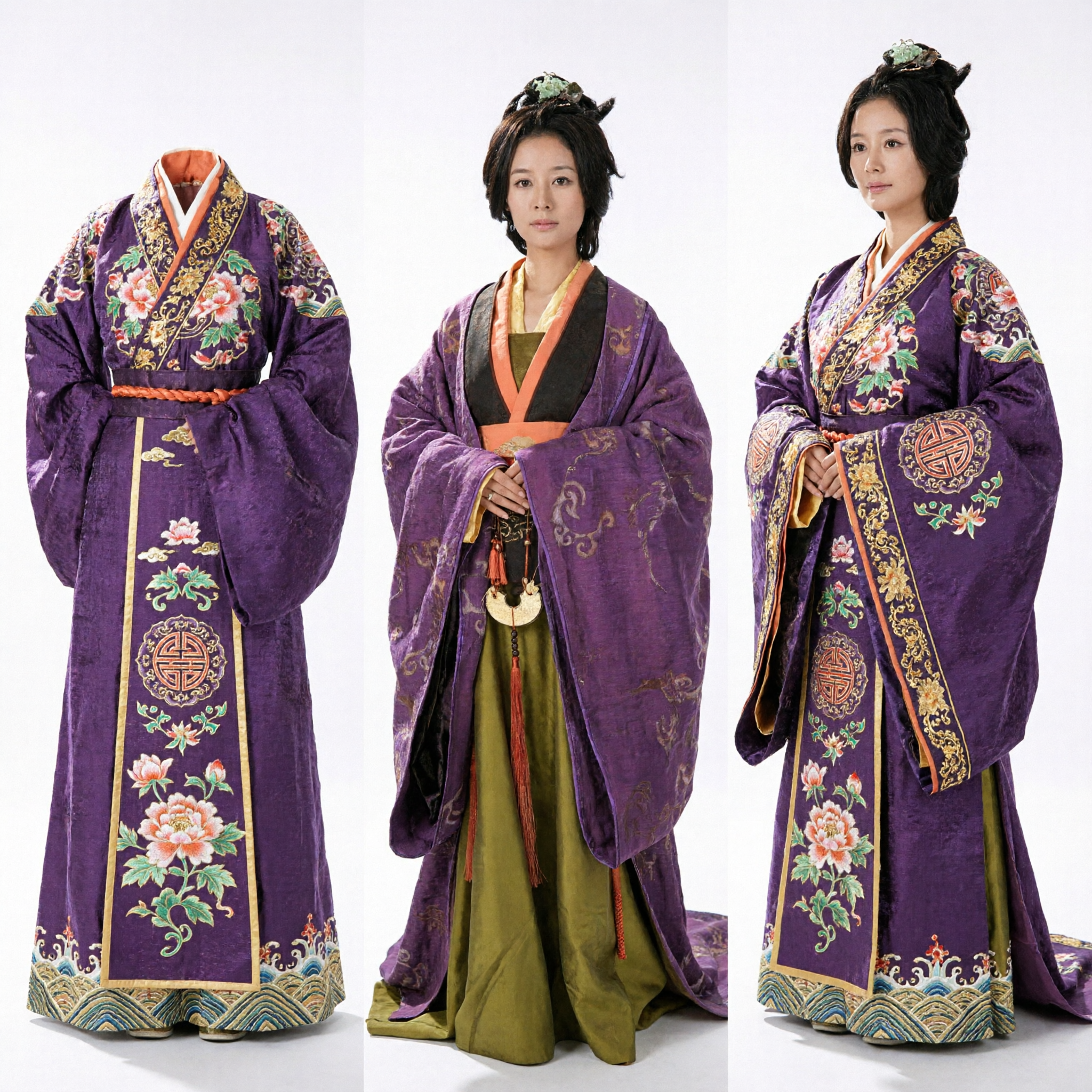 Women's Traditional Chinese Hanfu Costume Ancient Noblewoman Purple Robe Green Skirt Historical Cosplay