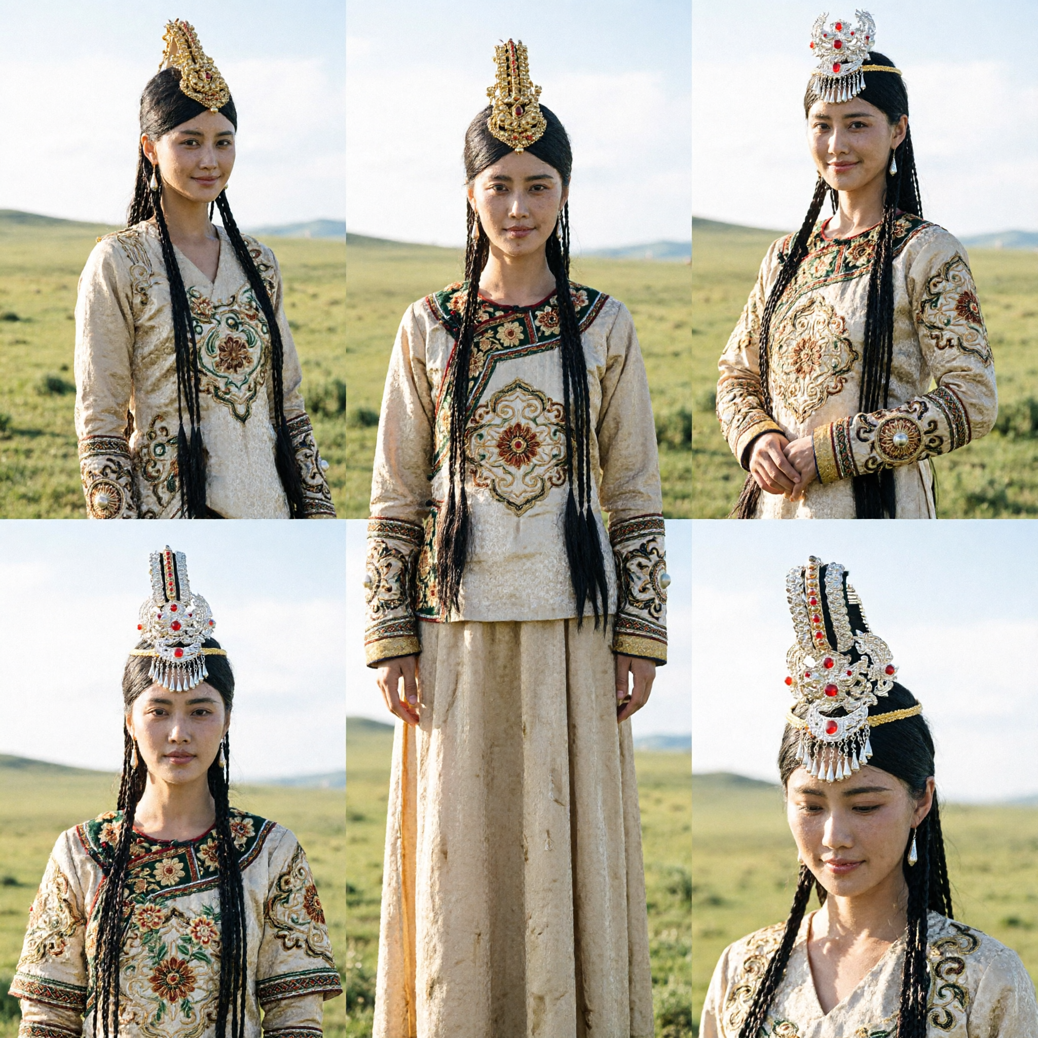 Traditional Chinese Mongolian Princess Costume Ancient Gold Embroidery Dress for Women Stage Performance Cosplay