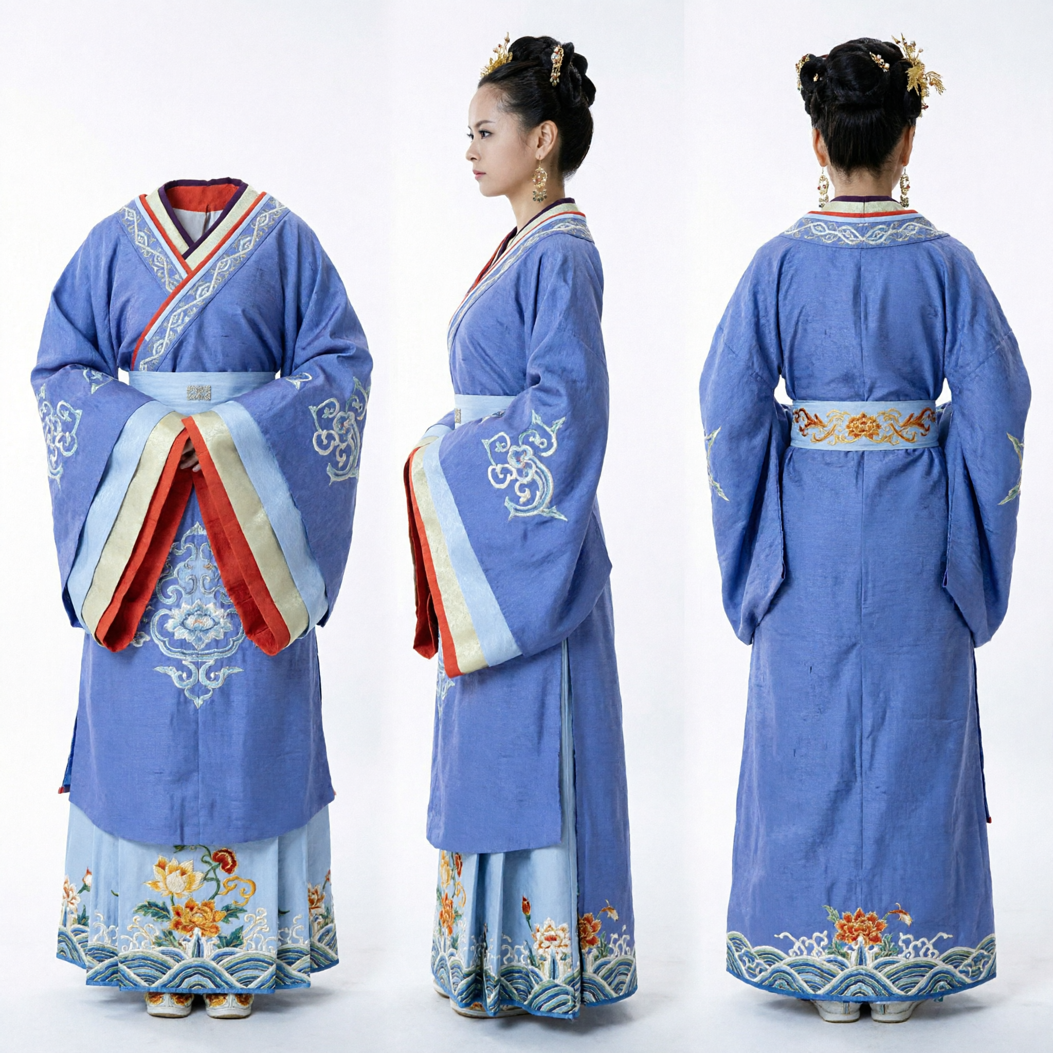 Elegant Blue Ancient Chinese Hanfu Traditional Costume for Women Han Dynasty Noblewoman Cosplay Dress