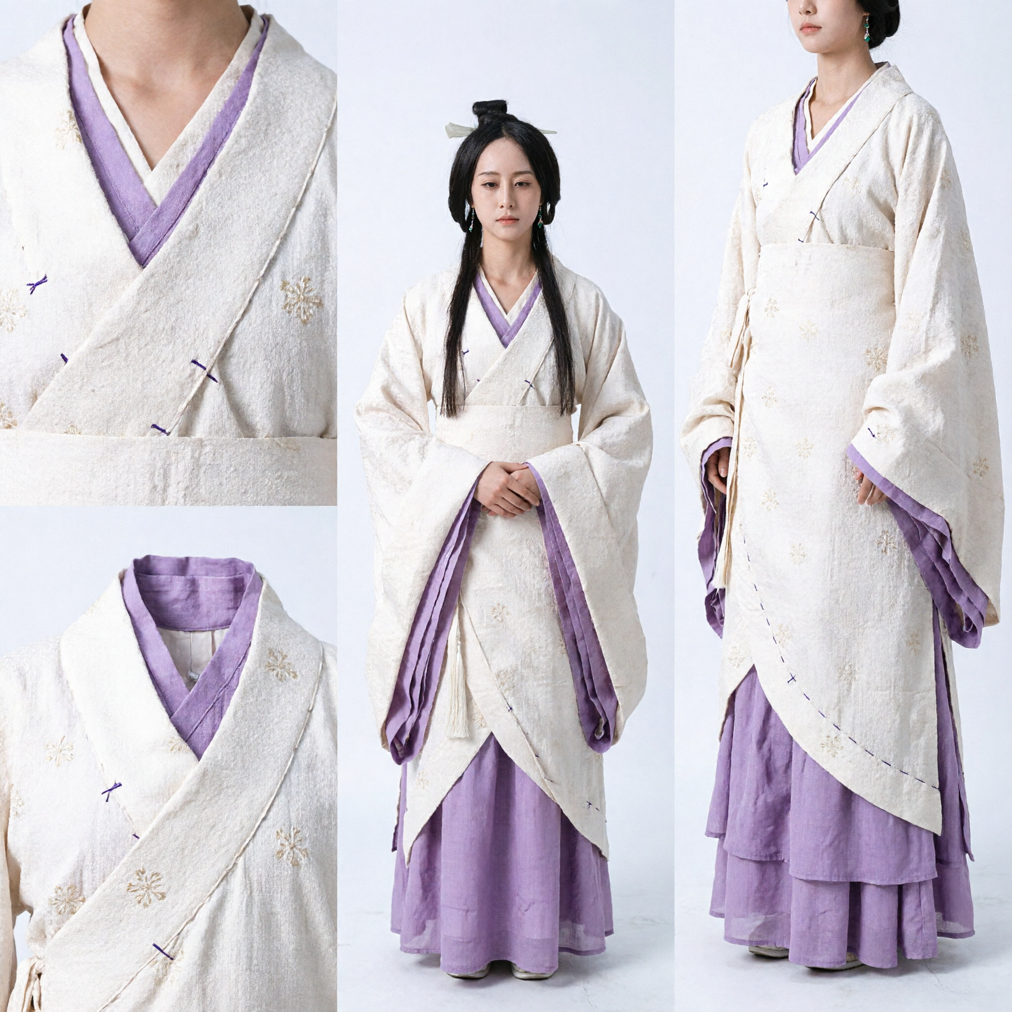 Traditional Chinese Hanfu Costume White and Purple Ancient Palace Lady Dress for Women Historical Cosplay