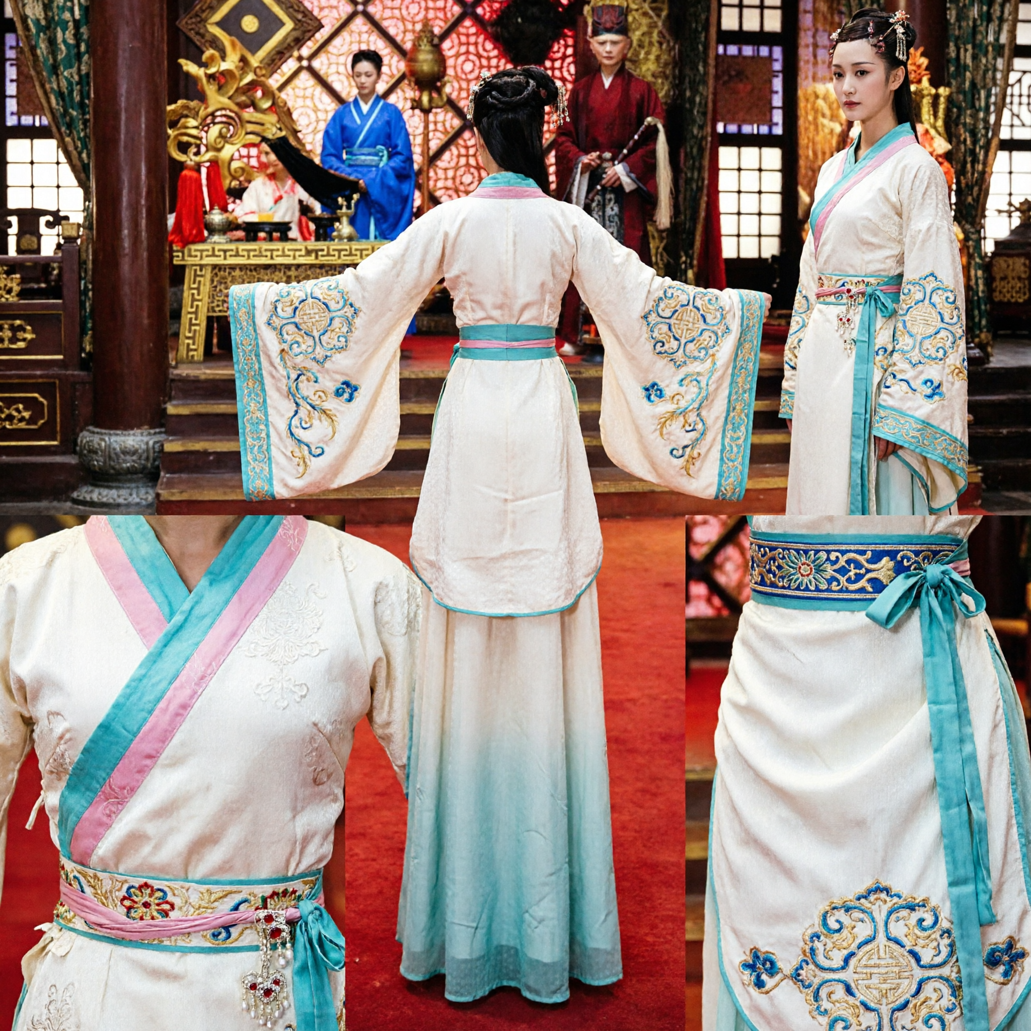 Elegant White Chinese Traditional Hanfu Costume Ancient Fairy Princess Dress for Women Stage Dance Performance