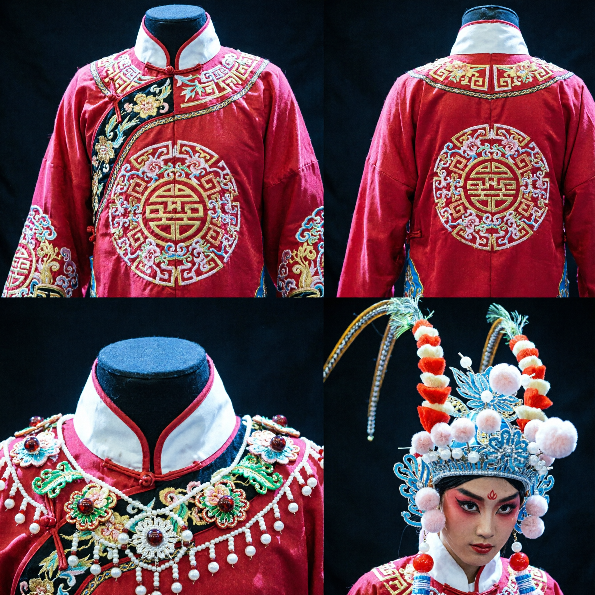 Professional Chinese Beijing Opera Costume with Long Pheasant Feathers Headpiece for Traditional Stage Performance