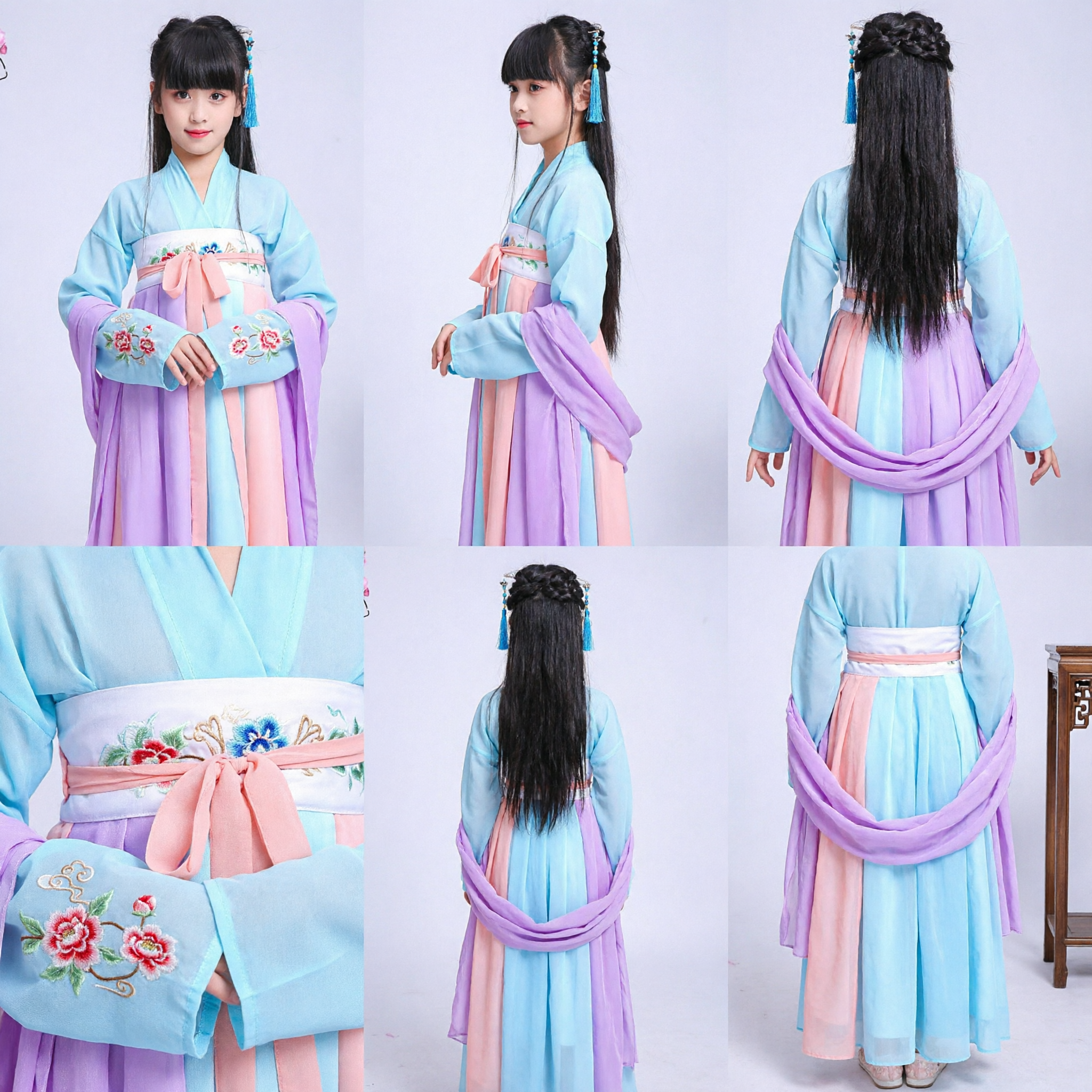 Traditional Chinese Hanfu for Kids Girls Tang Dynasty Fairy Princess Dress Ancient Costume for Performance