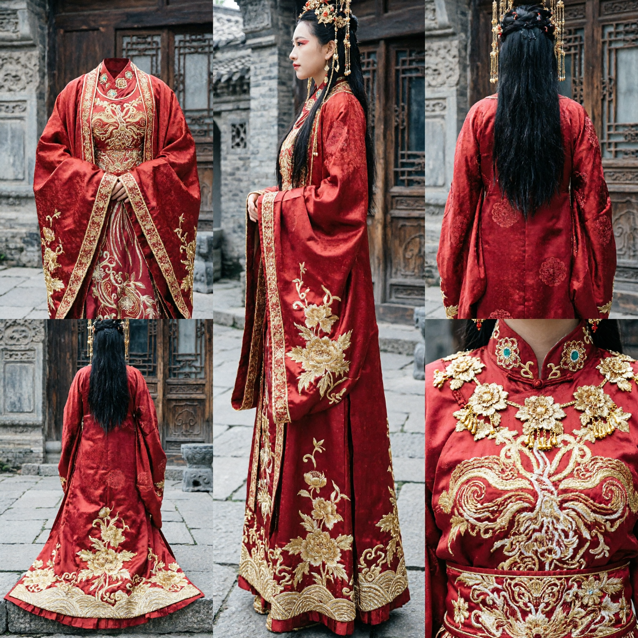 Traditional Chinese Red Hanfu Ancient Wedding Dress Embroidered Phoenix Noblewoman Costume for Women