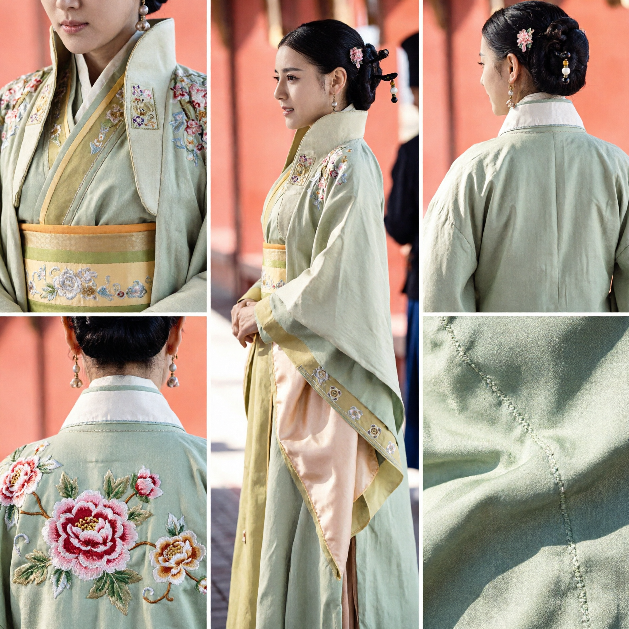 Chinese Traditional Hanfu Costume Ancient Green Embroidered Robe Historical Cosplay Dress for Women