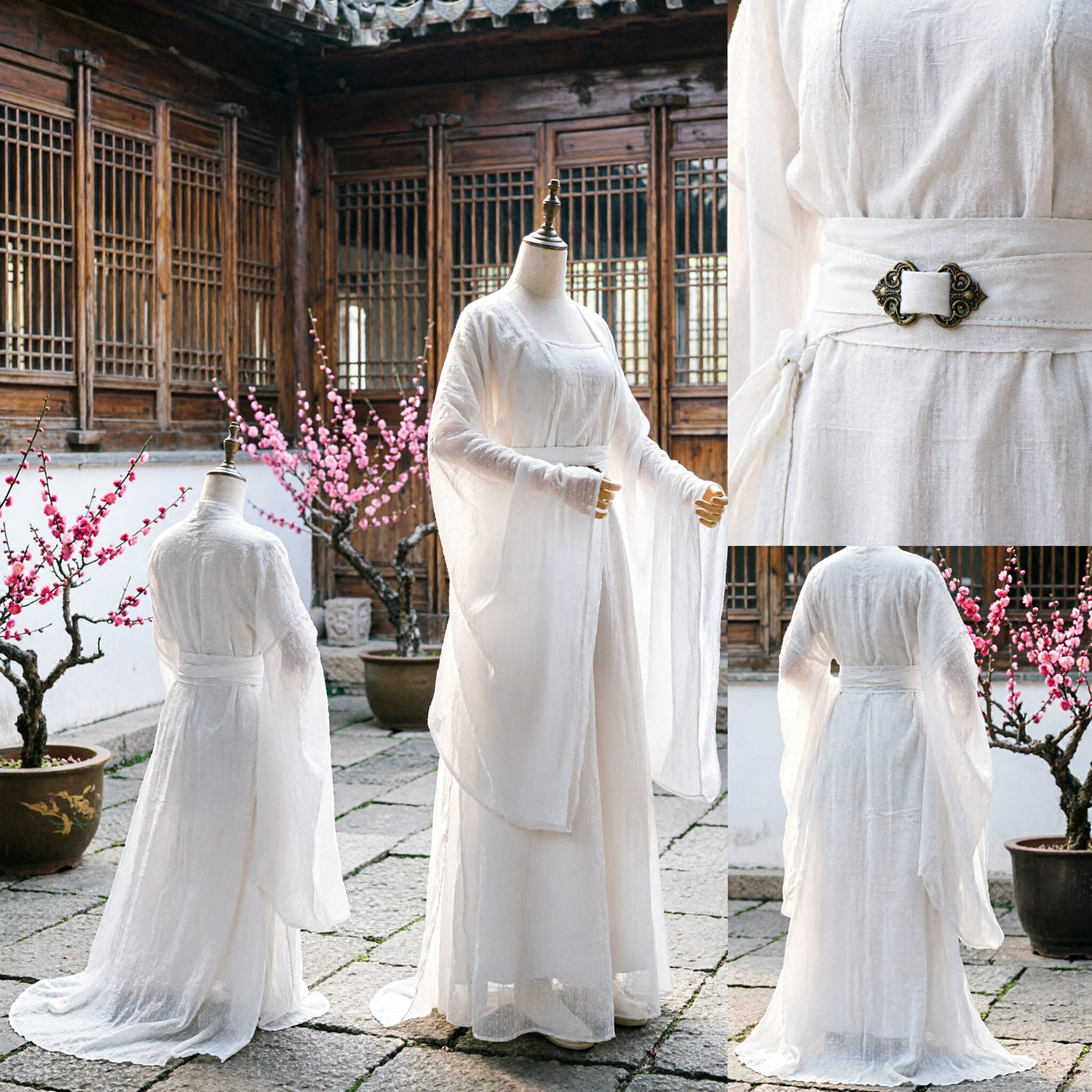 Traditional Chinese White Hanfu Costume Ancient Fairy Robe for Women Cosplay Dance Performance