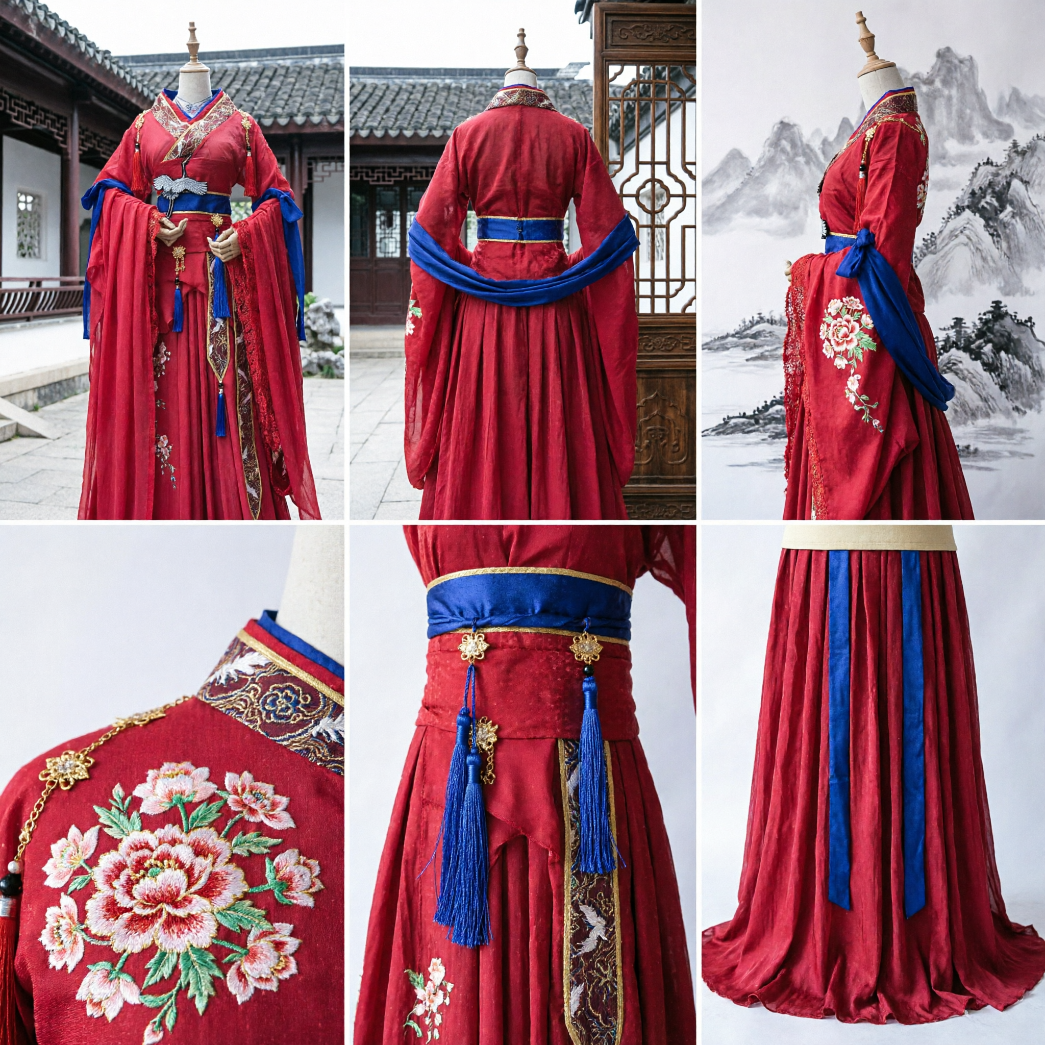 Traditional Chinese Hanfu Red Robe Ancient Princess Dress Tang Dynasty Style Wedding Cosplay Costume for Women