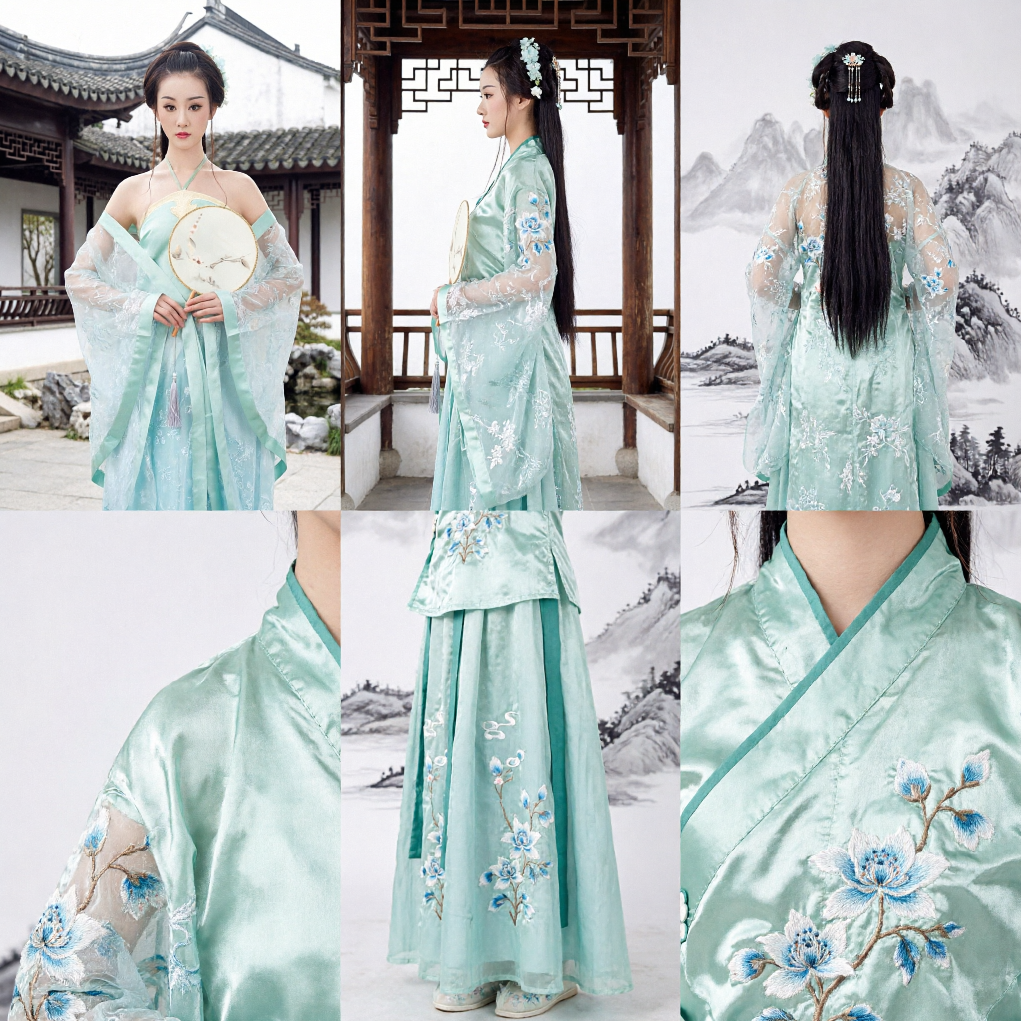 Elegant Light Blue Traditional Chinese Hanfu Ancient Palace Fairy Costume for Women Stage Performance