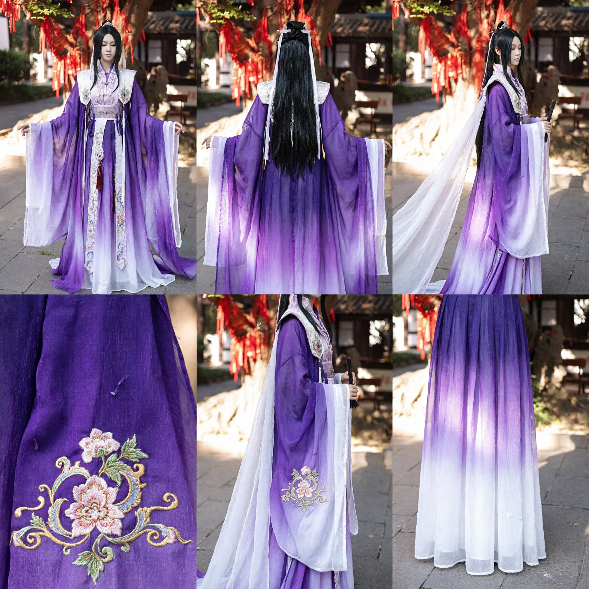 Elegant Purple Gradient Hanfu Traditional Chinese Ancient Fairy Costume for Women Cosplay and Photography