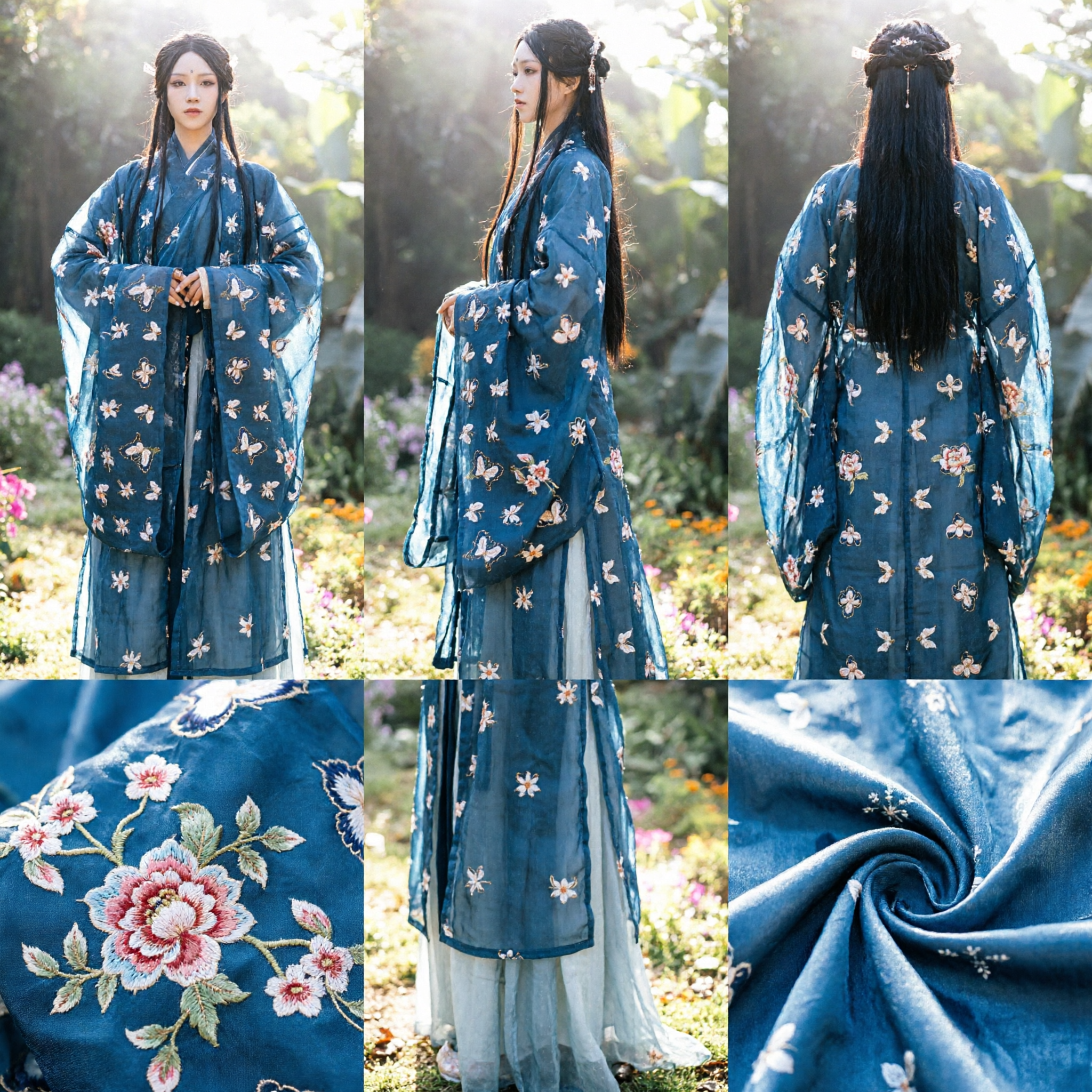 Elegant Blue Butterfly Hanfu Traditional Chinese Ancient Fairy Costume for Women Photography Cosplay