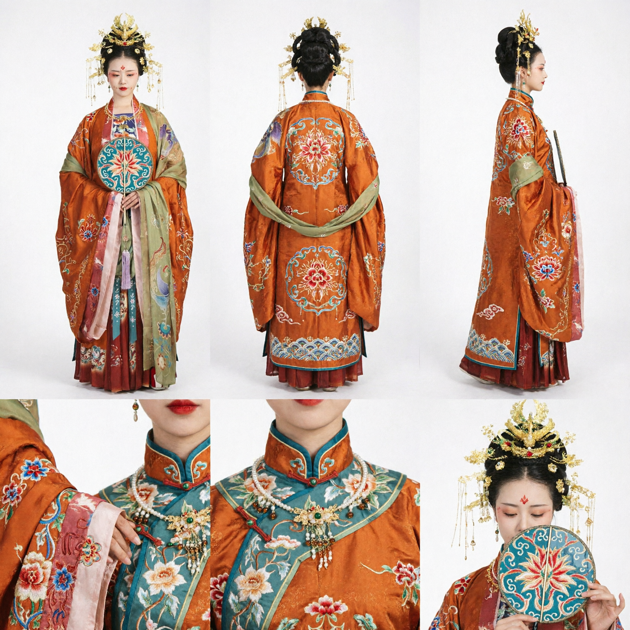 Traditional Chinese Tang Dynasty Hanfu Costume for Women Ancient Palace Lady Embroidered Robe Dress Set