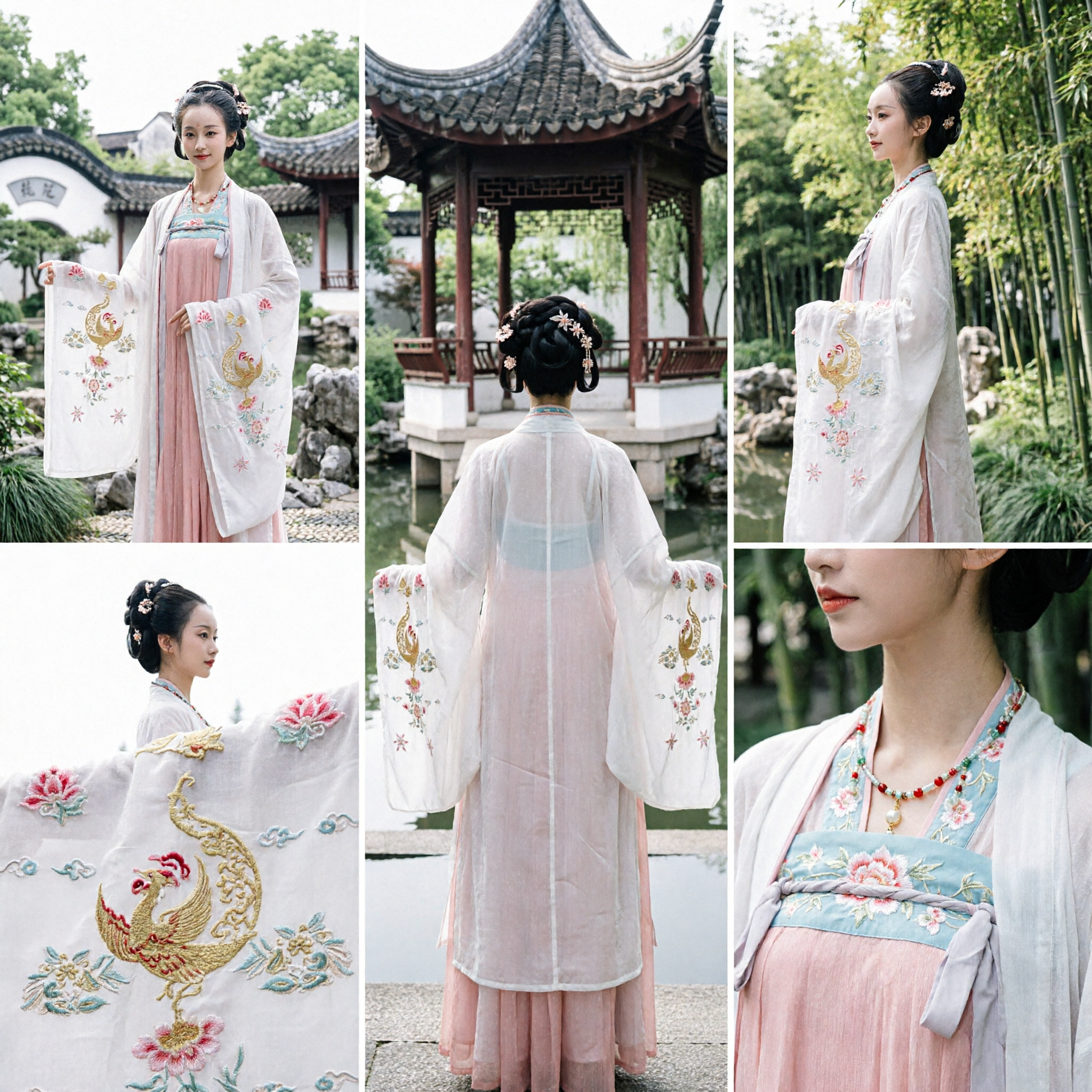 Traditional Chinese Hanfu Tang Dynasty Princess Costume Pink Embroidered Wide Sleeve Ancient Clothing for Women Performance