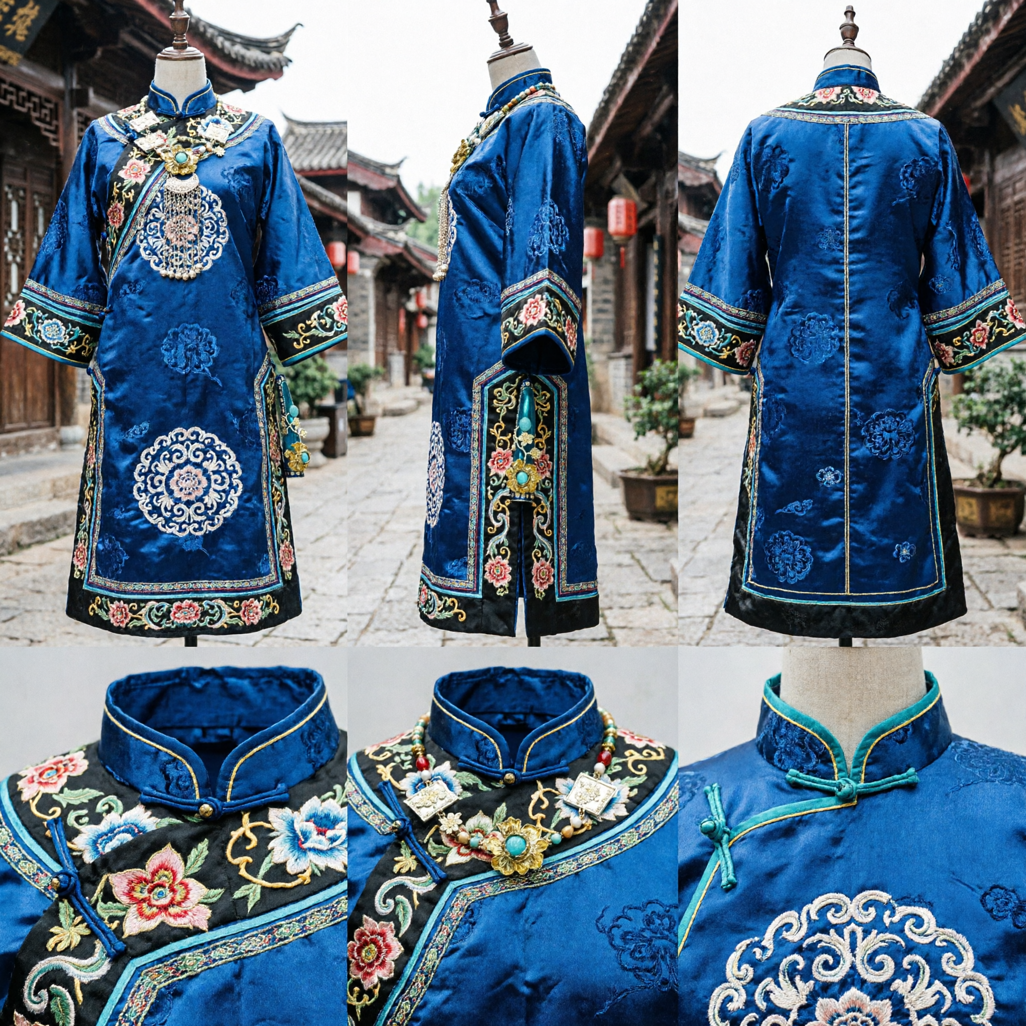 Traditional Chinese Blue Enamel Fingernail Guard Qing Dynasty Palace Style Finger Protector Jewelry Accessory for Hanfu