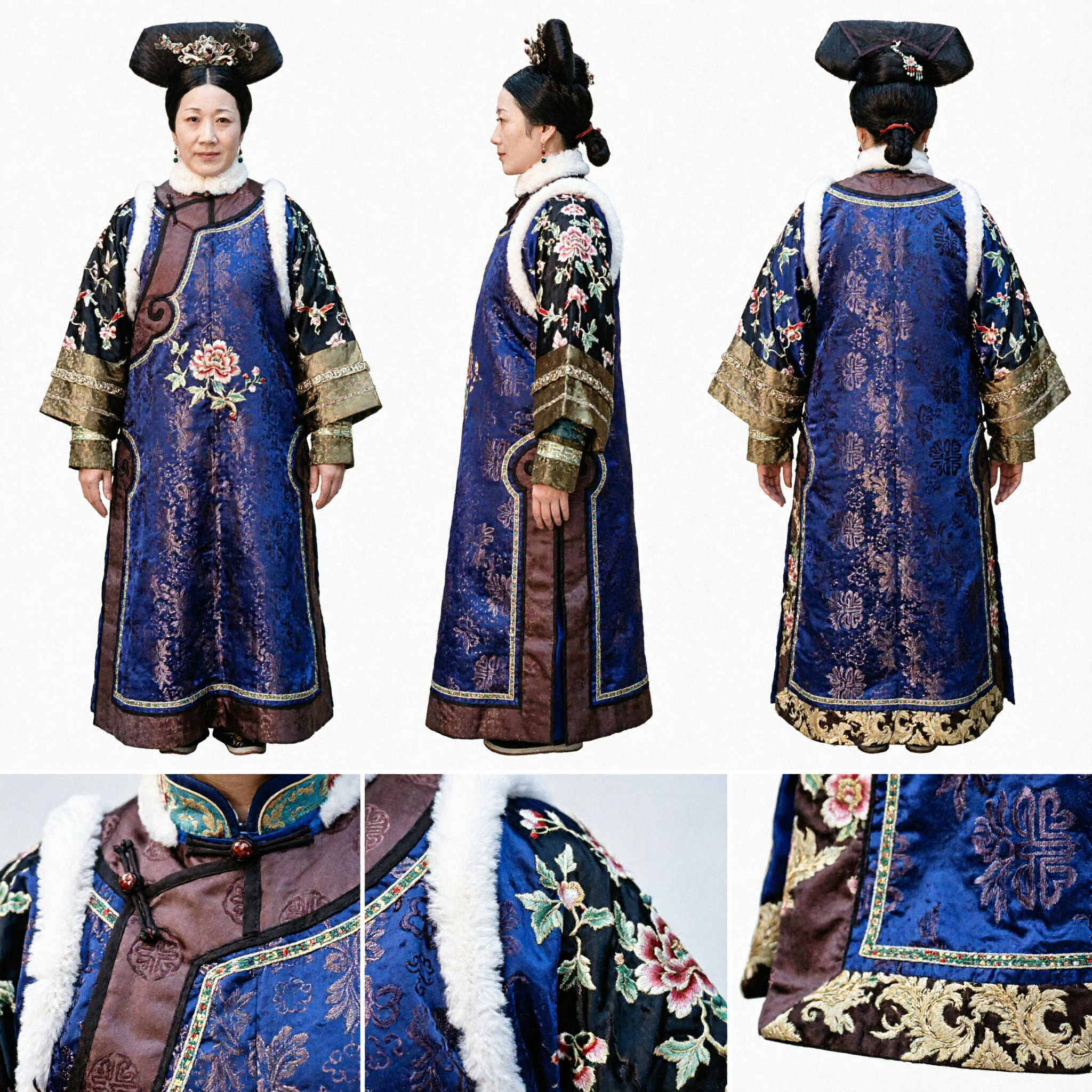 Ancient Chinese Qing Dynasty Manchu Empress Costume Traditional Palace Noble Lady Robe for Women