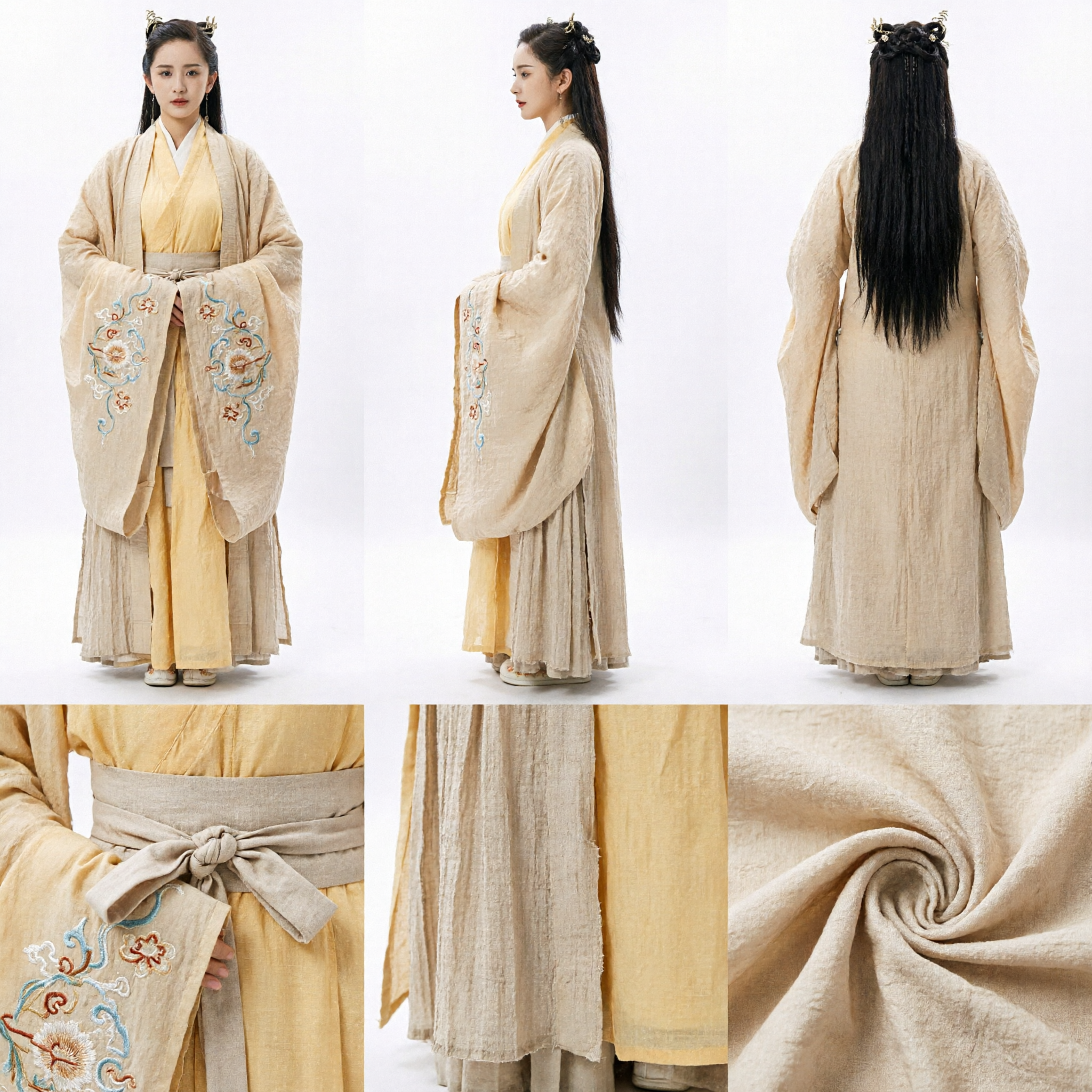 Ancient Chinese Warring States Costume Yellow Hanfu Dress Historical Drama Cosplay Outfit for Women