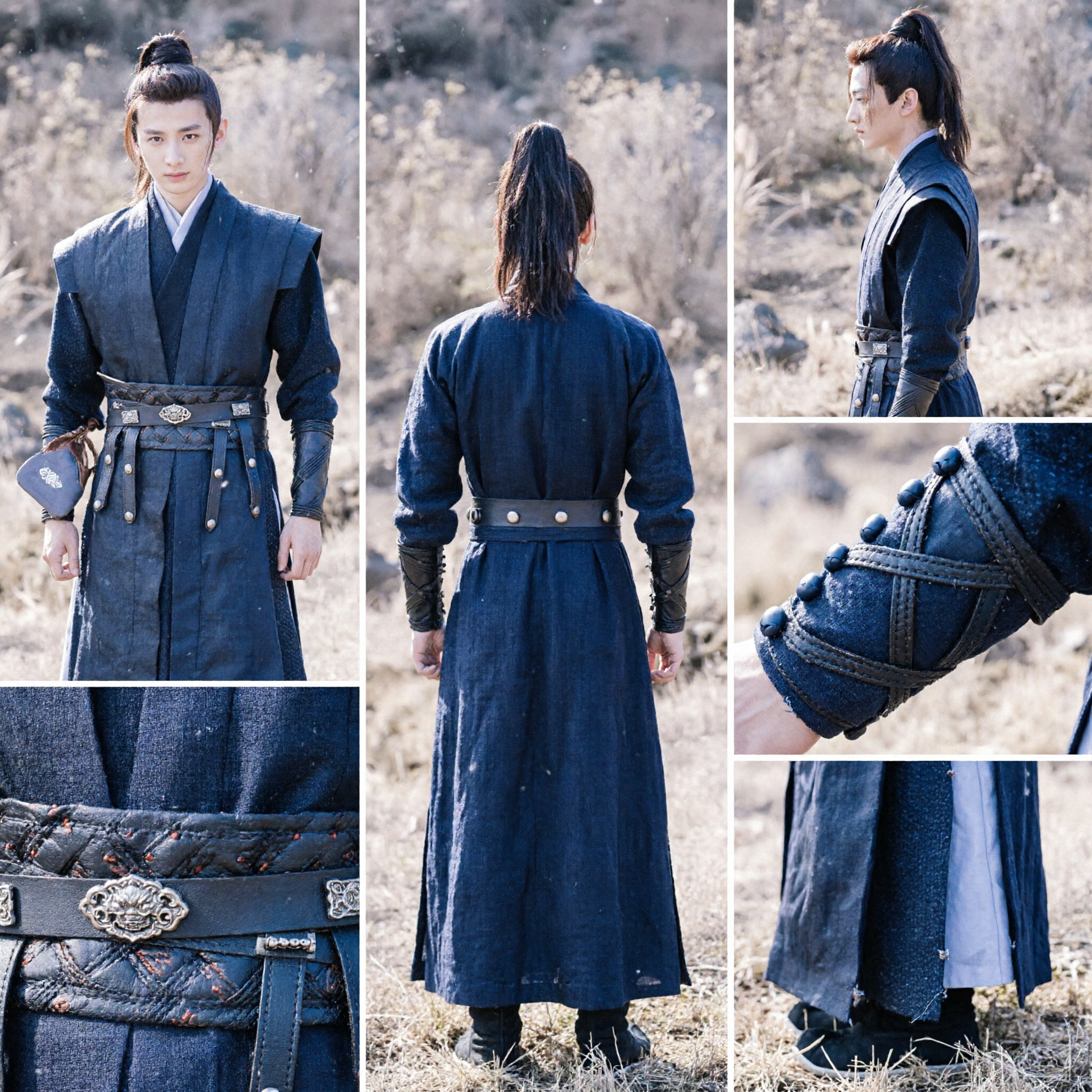 Ancient Chinese Wuxia Swordsman Hanfu Costume Men's Traditional Martial Arts Clothing for Cosplay and Photography
