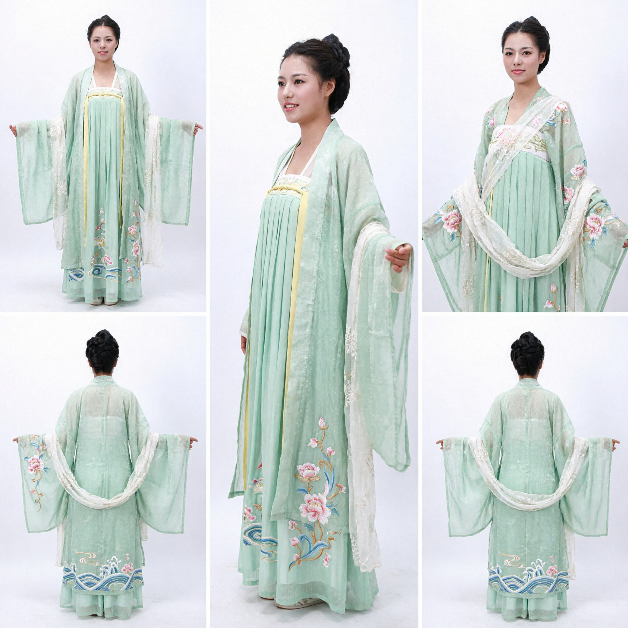 Elegant Green Hanfu Traditional Chinese Ancient Costume Tang Dynasty Ruqun Dress for Women Cosplay