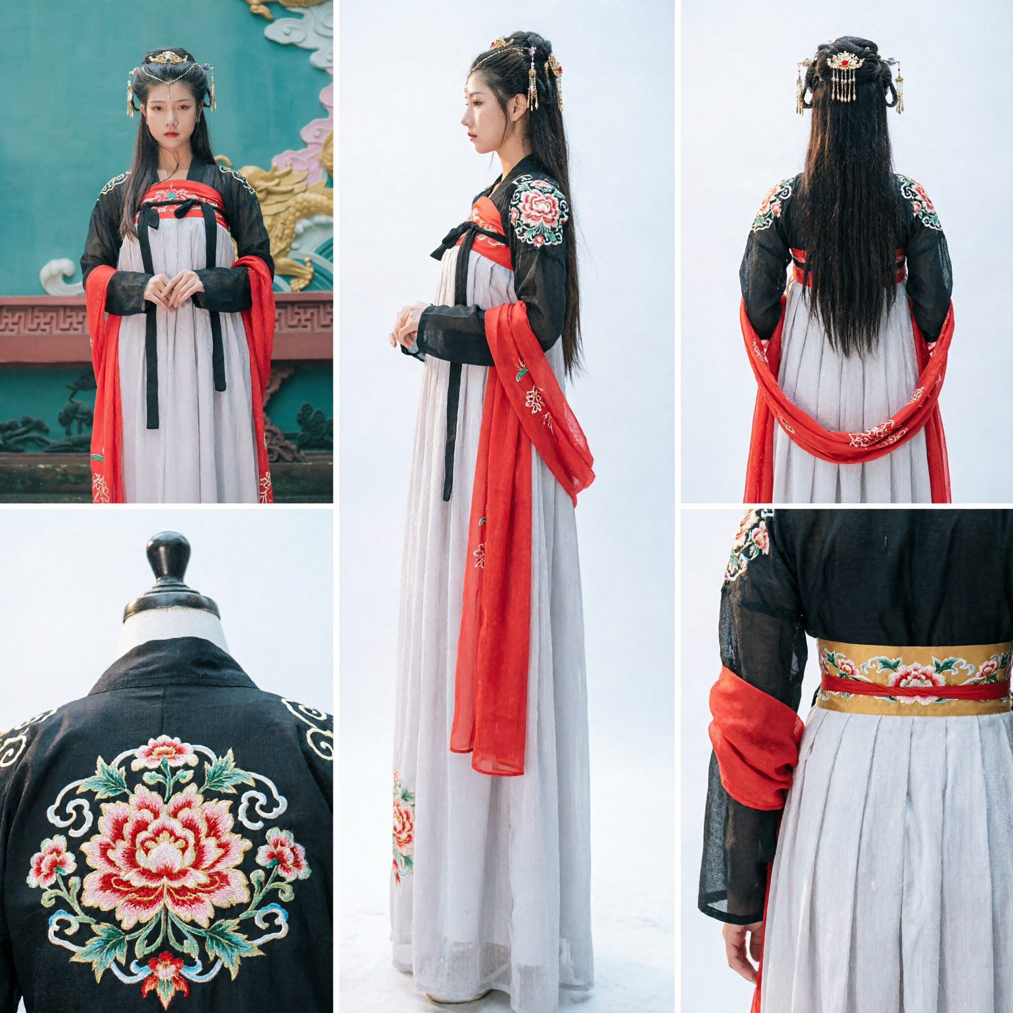 Traditional Chinese Hanfu Costume for Women Ancient Tang Dynasty Princess Dress for Cosplay and Photography