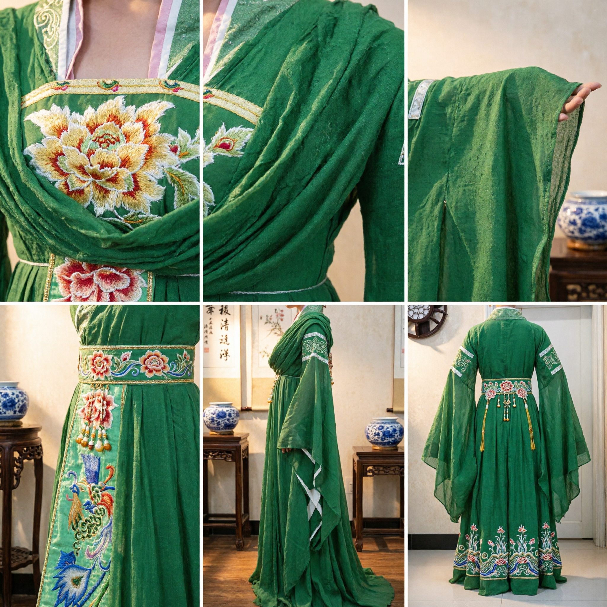 Traditional Chinese Green Hanfu Dress Ancient Palace Lady Costume for Classical Dance Performance and Cosplay