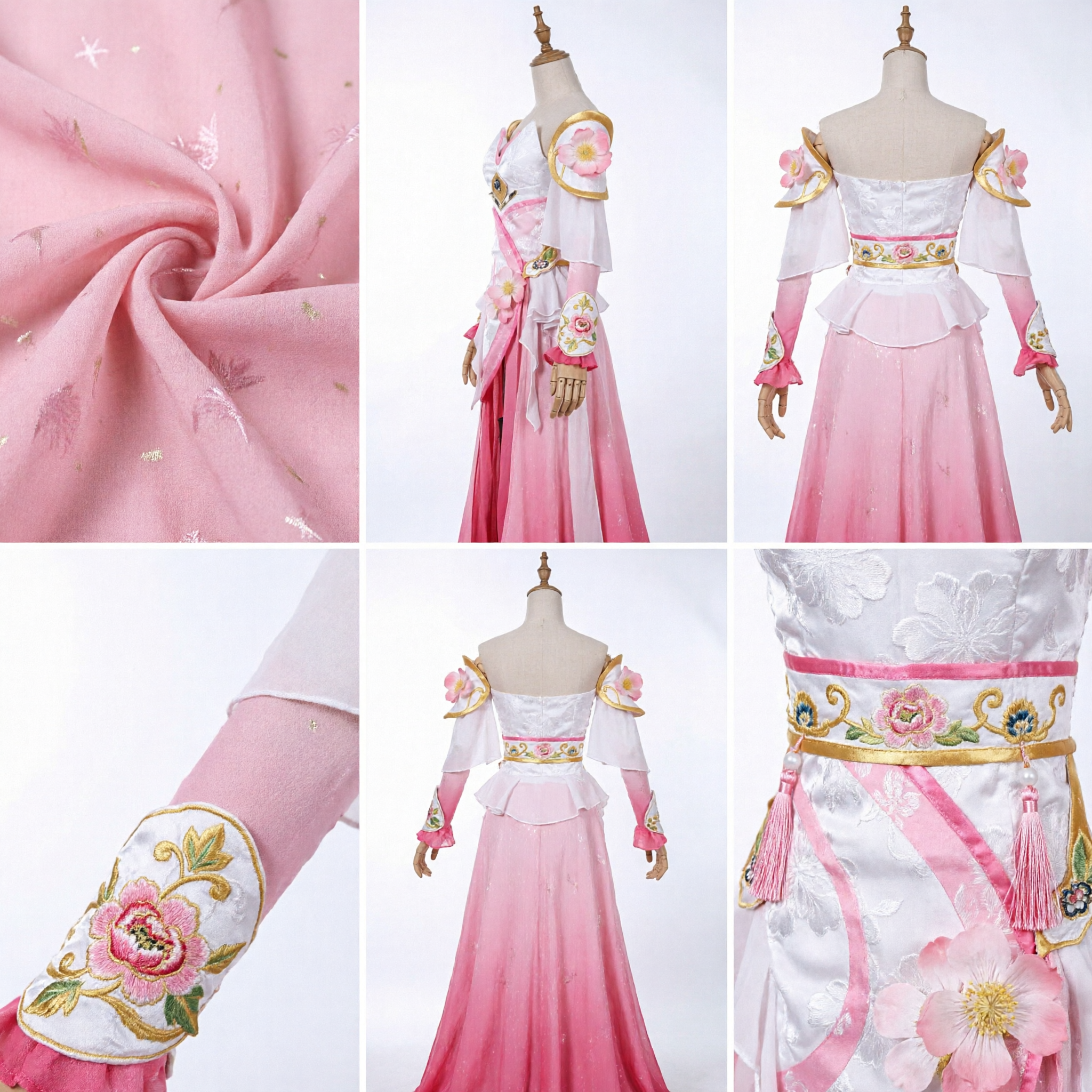 Honor of Kings Diao Chan Cosplay Costume Pink Gradient Hanfu Dress for Women Game Character