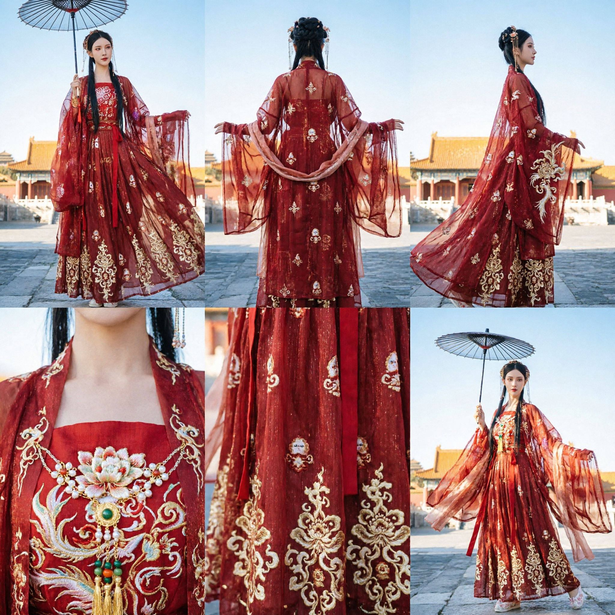 Women's Traditional Chinese Red Hanfu Ancient Costume Fairy Dress for Wedding Cosplay Photography