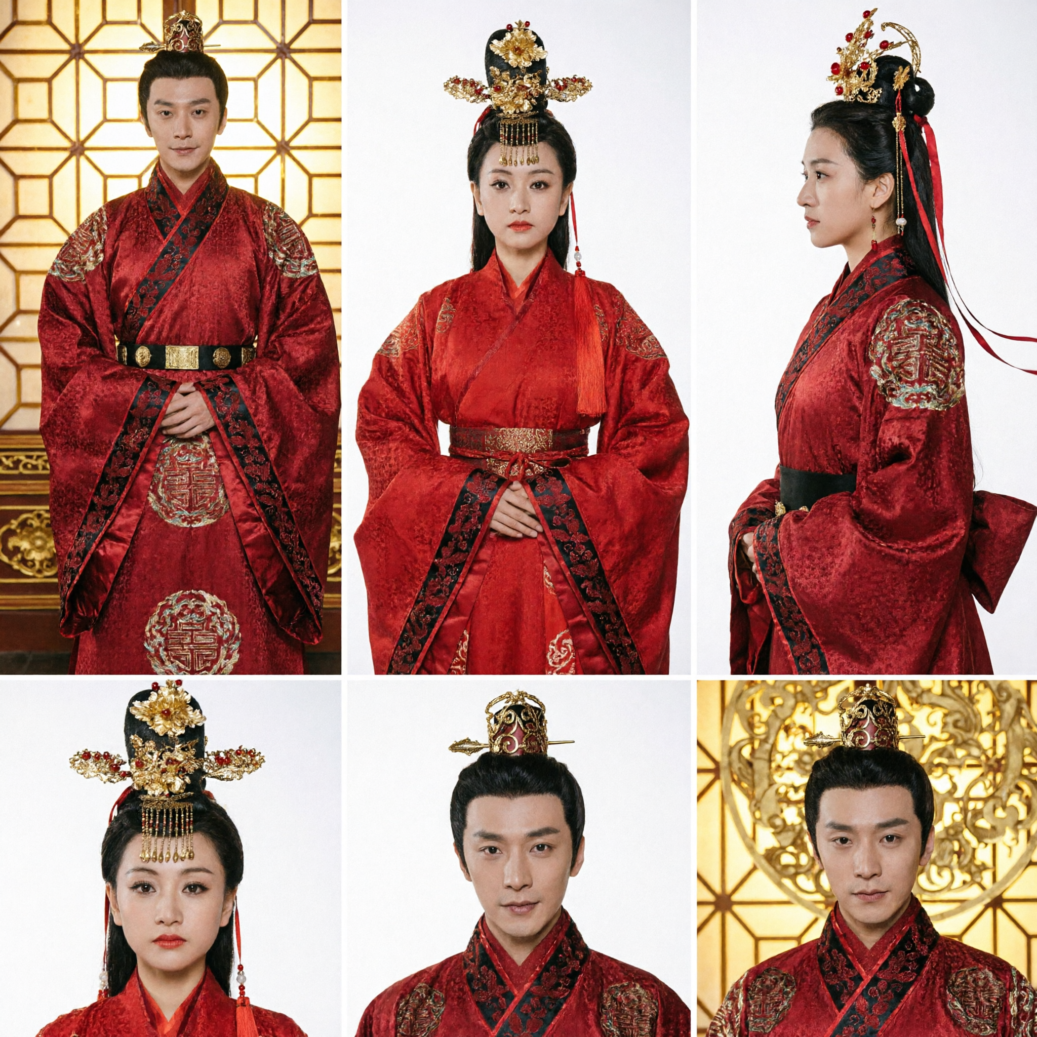 Traditional Chinese Wedding Hanfu Couple Set Ancient Red Robes Bride and Groom Costume for Ceremony