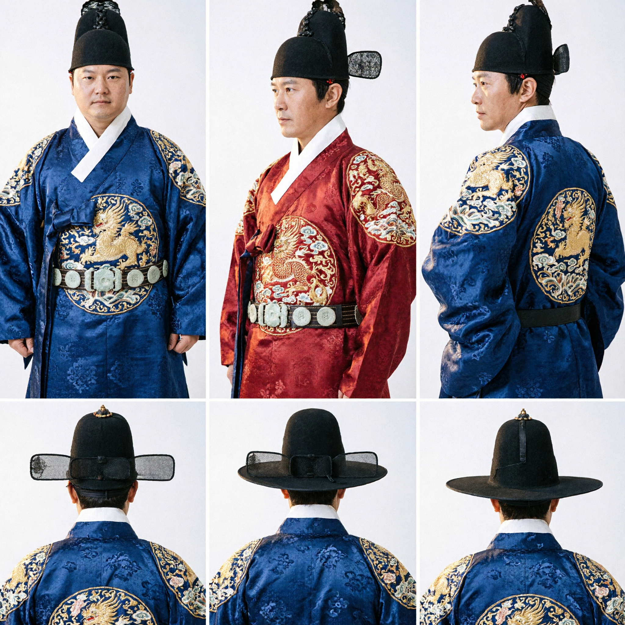 Men's Traditional Korean Royal Hanbok Costume Set King Dragon Robe and Guard Outfit for Cultural Performances