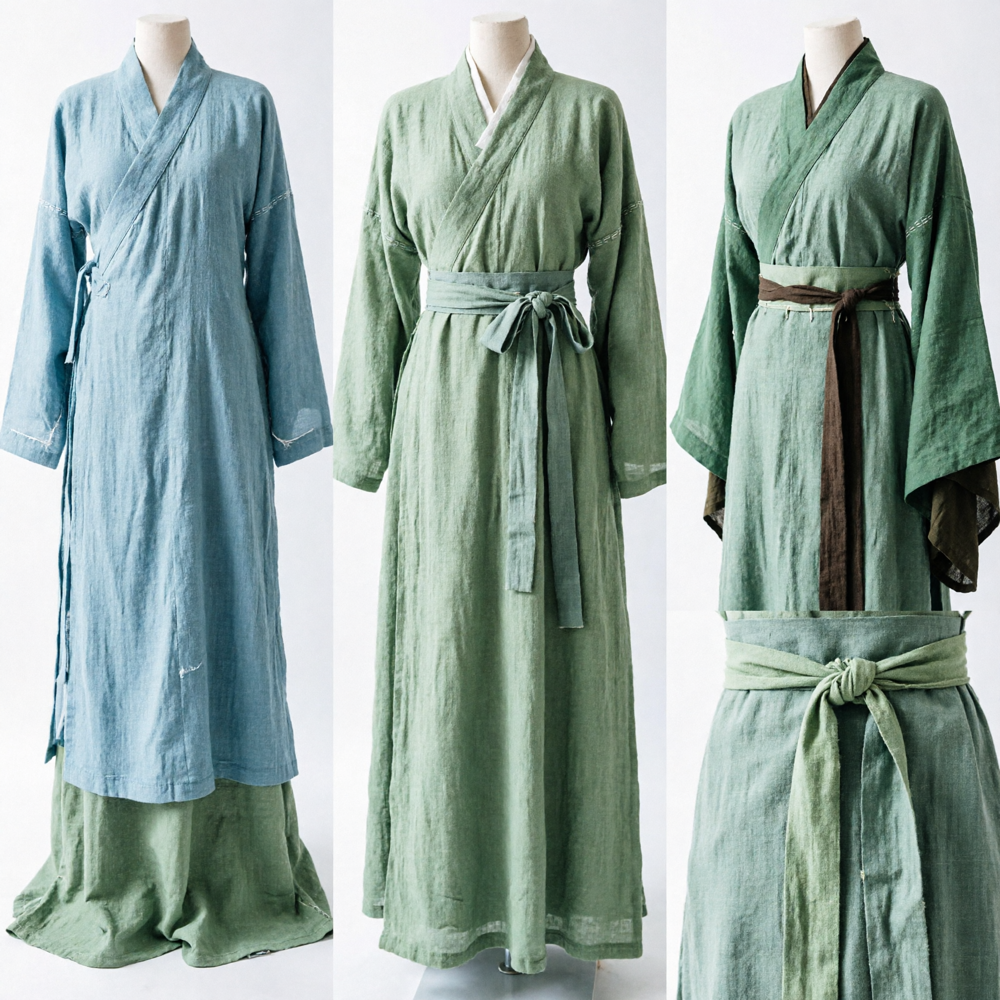 Men's Ancient Chinese Hanfu Green Robe Traditional Wuxia Costume for Cosplay and Cultural Performance