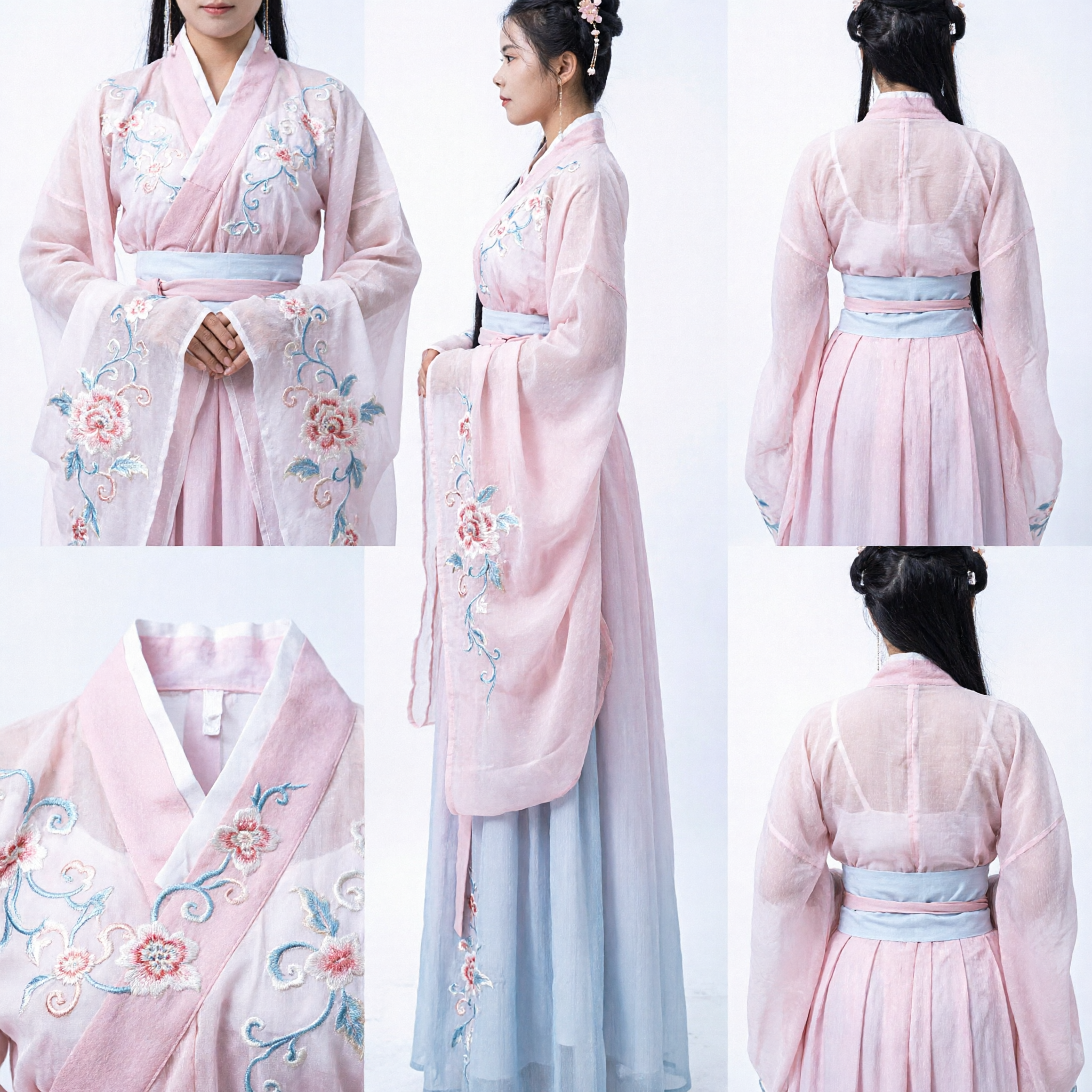 Traditional Chinese Pink Hanfu Dress Ancient Tang Dynasty Style Costume for Women Stage Performance