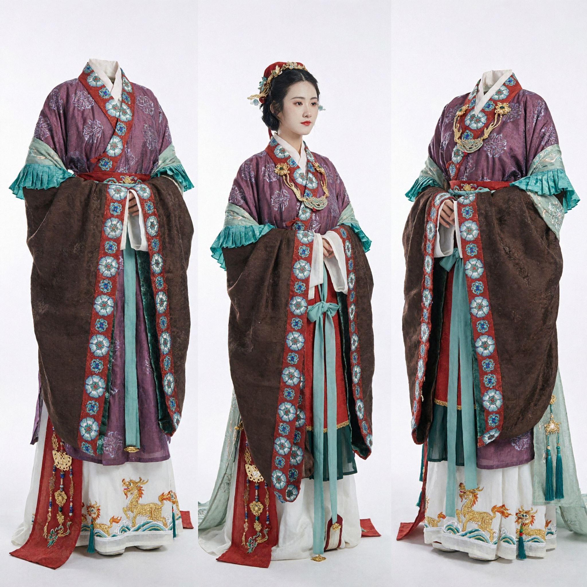 Traditional Chinese Tang Dynasty Hanfu Costume Ancient Princess Embroidered Wide Sleeve Dress for Women Historical Events