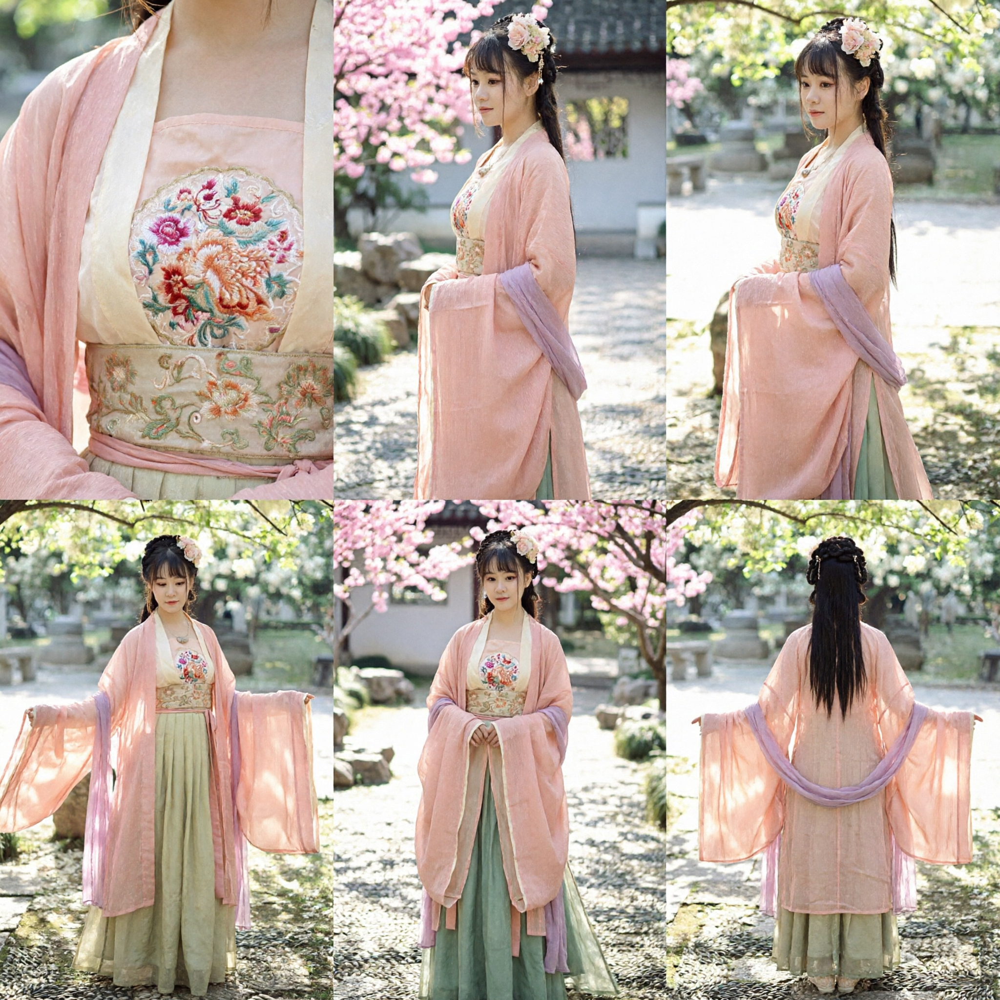 Chinese Traditional Hanfu Costume Women Tang Dynasty Ruqun Ancient Princess Dress with Floral Embroidery