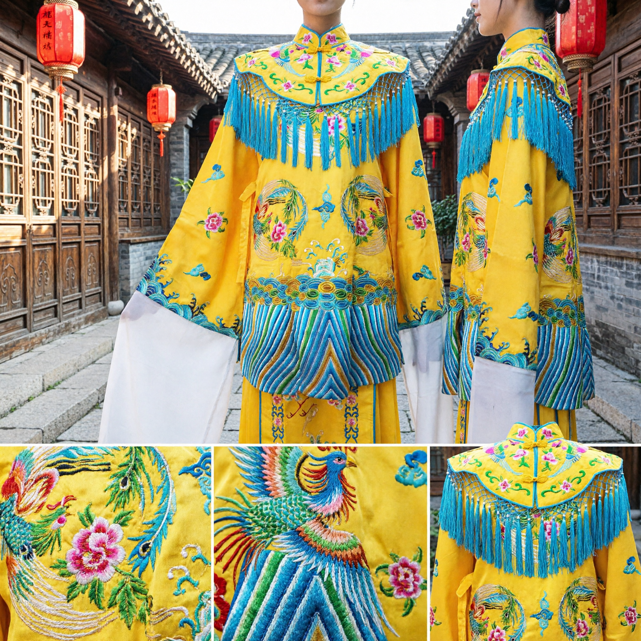Traditional Chinese Peking Opera Yellow Dragon Robe Imperial Emperor Costume Embroidered Stage Clothing for Men