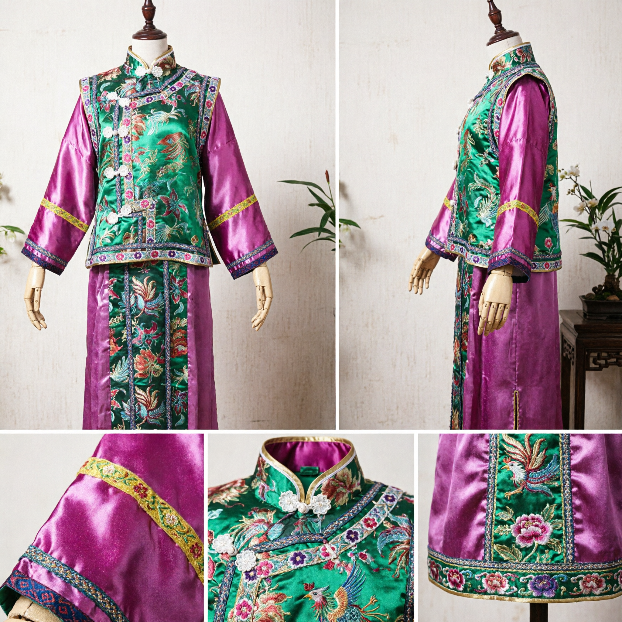 Traditional Chinese Qing Dynasty Embroidered Dragon Robe Pink Silk Costume for Women Peking Opera Stage Performance