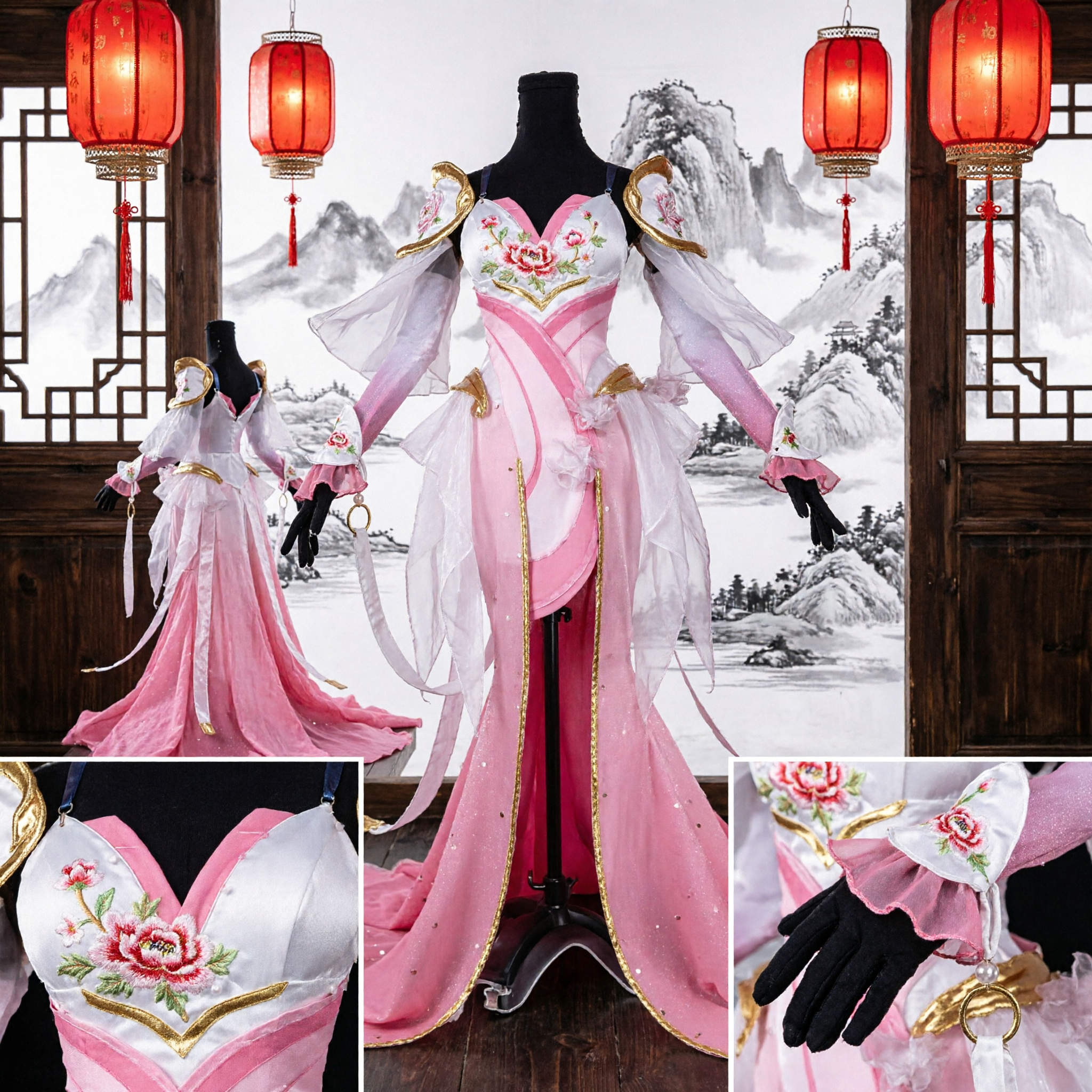 Chinese Ancient Fairy Pink Hanfu Costume Women Traditional Cosplay Dress Wuxia Swordswoman Fantasy Outfit