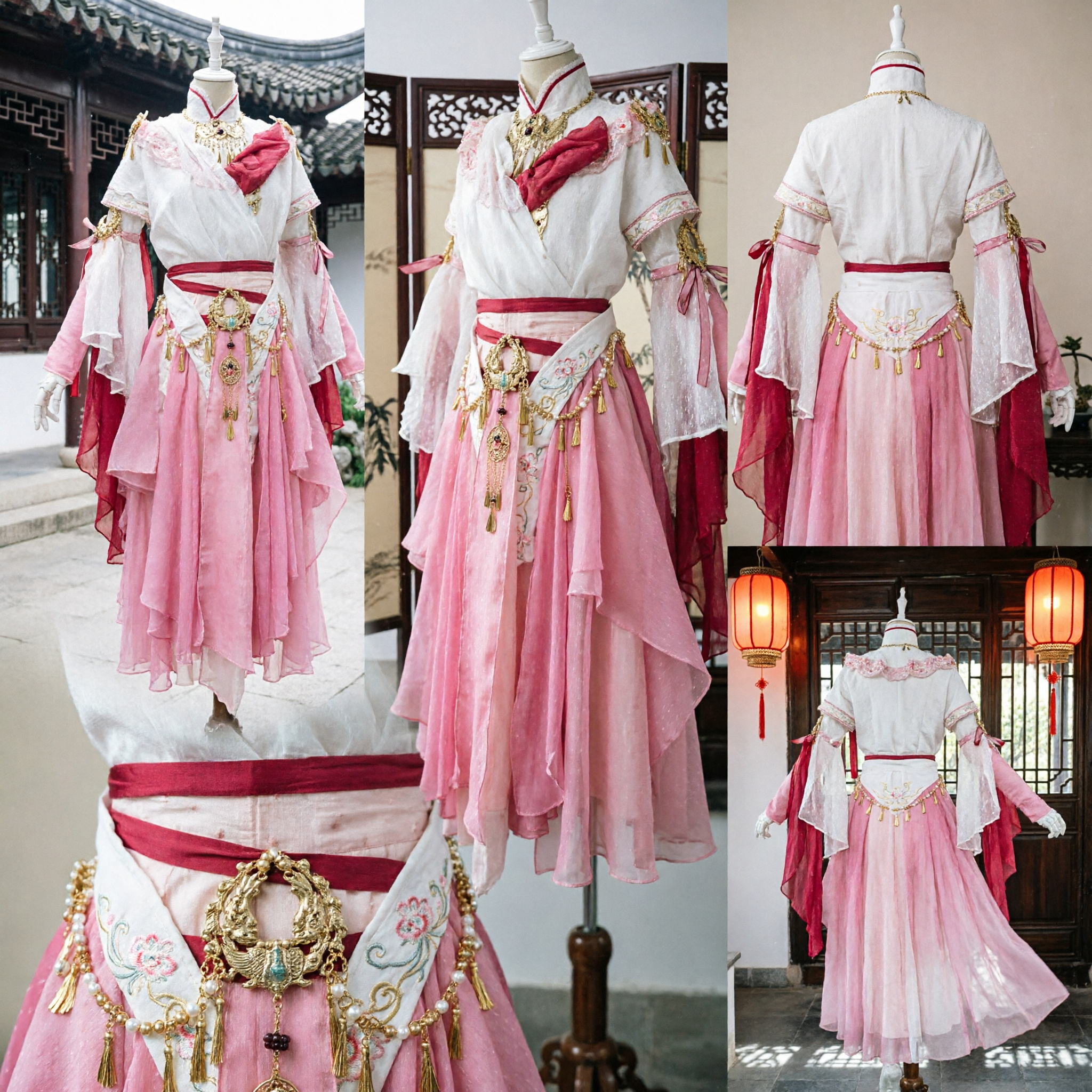 Elegant Pink Chinese Traditional Hanfu Dress Ancient Fairy Costume for Women Cosplay Dance Performance